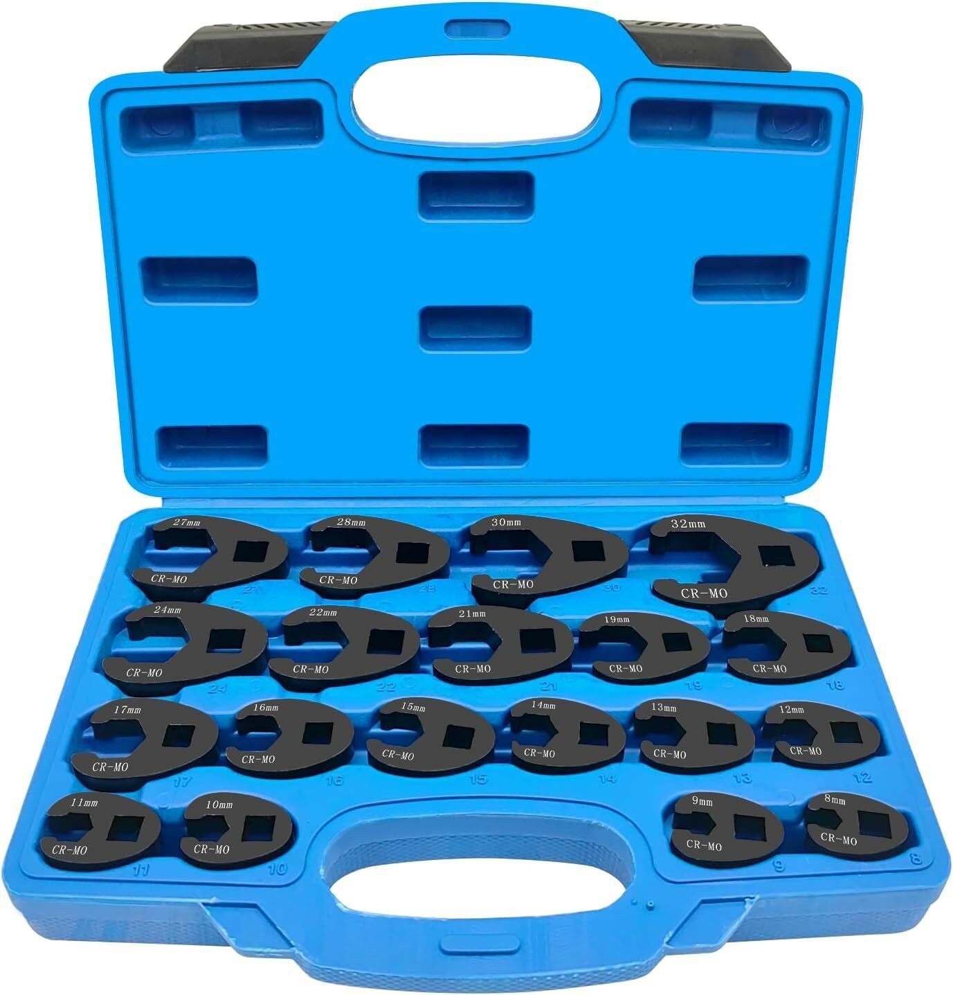 19PCS Flare Nut Crowfoot Wrench Set Metric Crows Foot Wrench Kit 3/8″ 1/2″ Drive