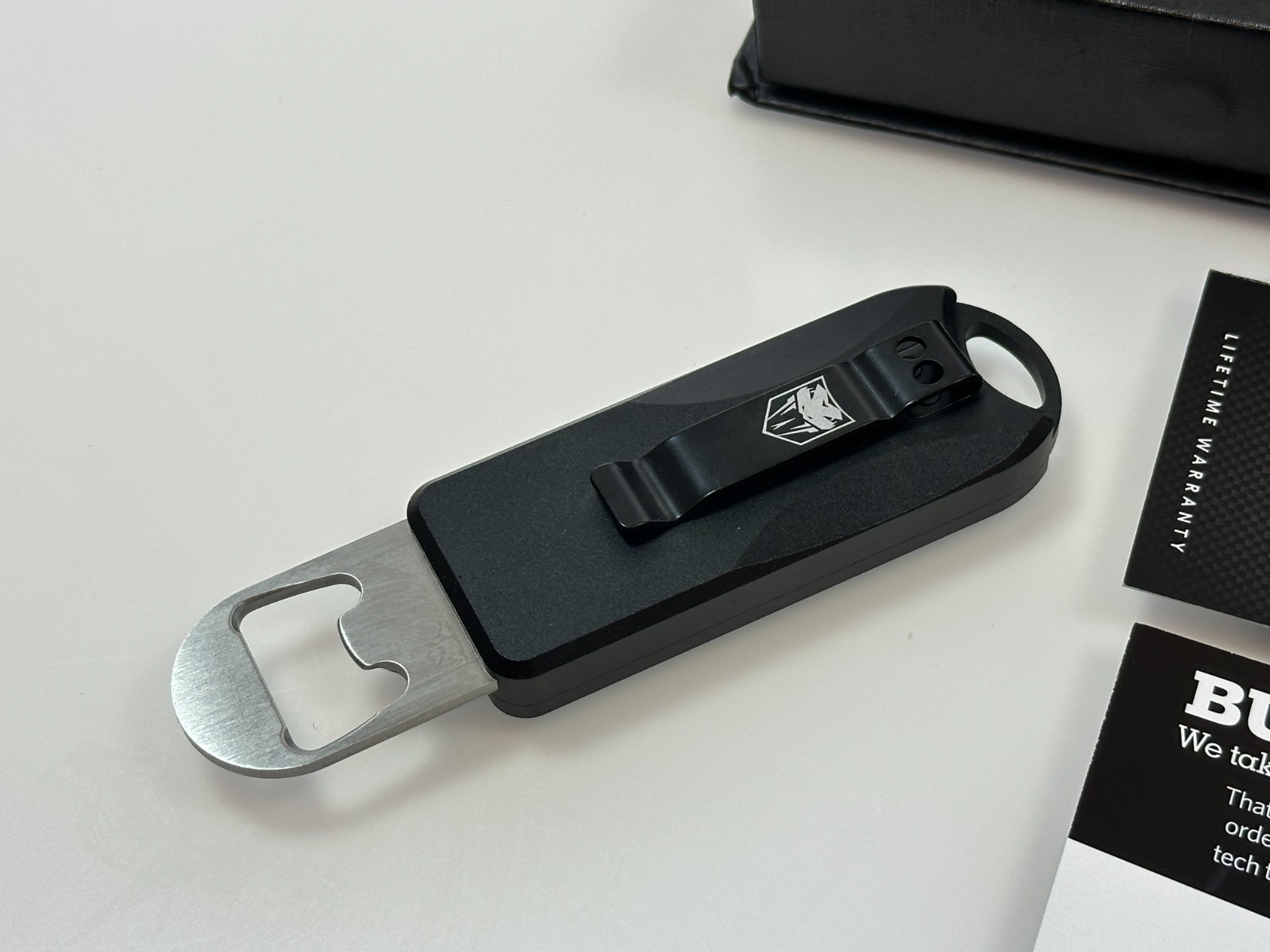 NEW Cobratec OTF Bottle Opener w/ Pocket Clip & Hard Case, Black #CTOTFBOBLK