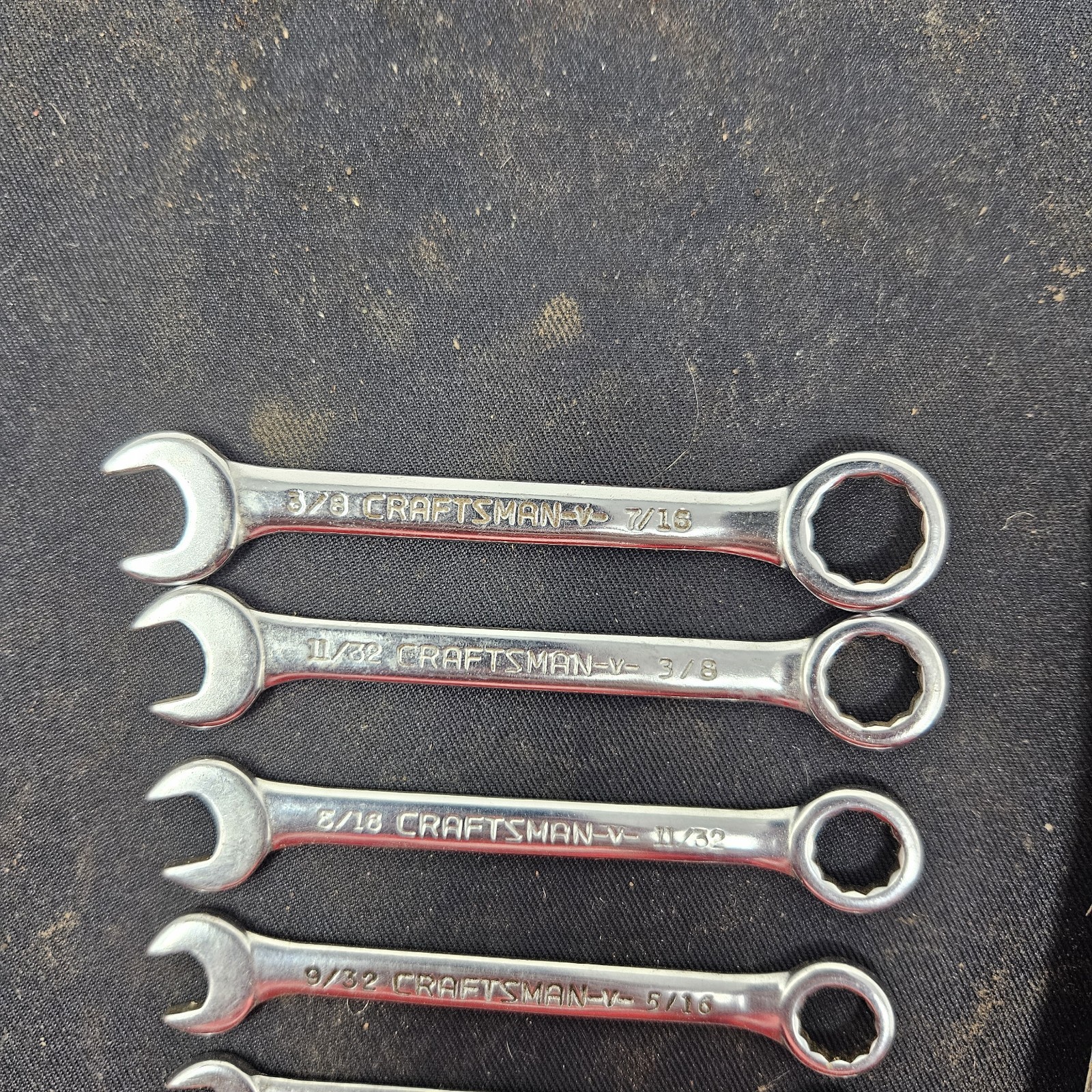 Craftsman 9 4306 Super-tuff 7 PC Set SAE Open End Ignition Wrench W/case USA