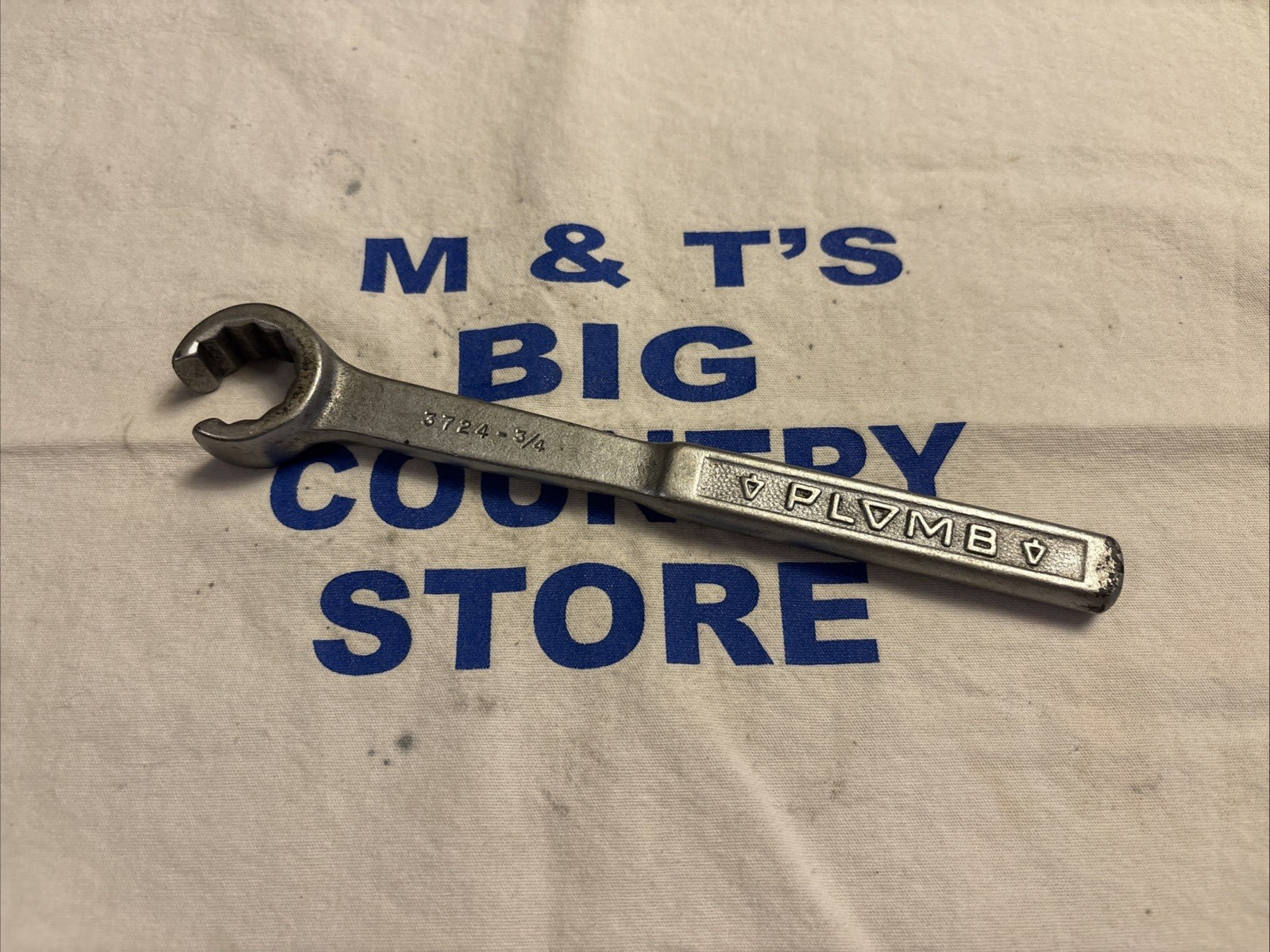 Vintage Plomb Plumb PLVMB USA SAE 3/4″ Flare Nut Line Pebble Finish Wrench 3724