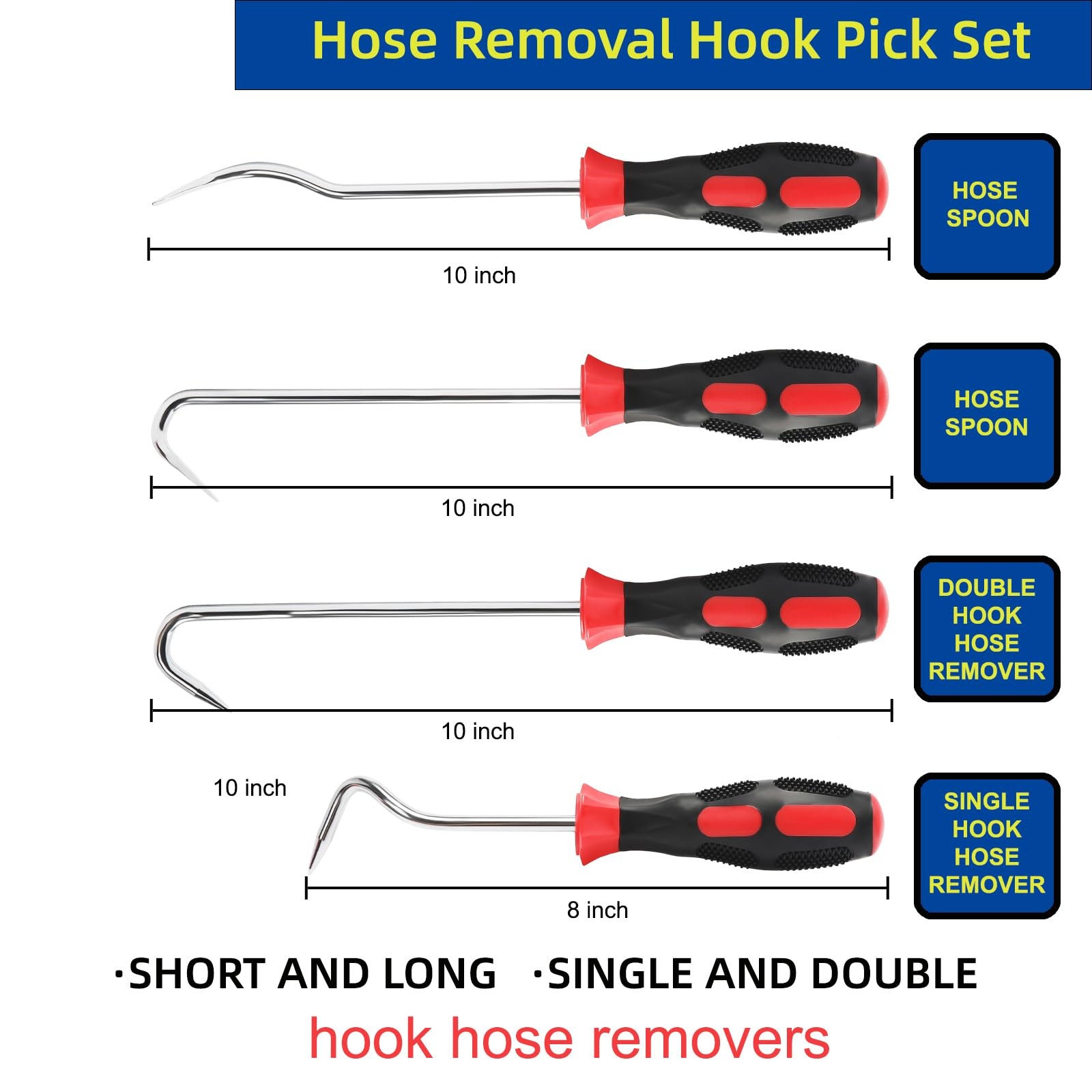 JOYFUL&HOPEFUL Hose Removal Tools,10″ Radiator Hose Pick,8″ Auto Hose Removal…