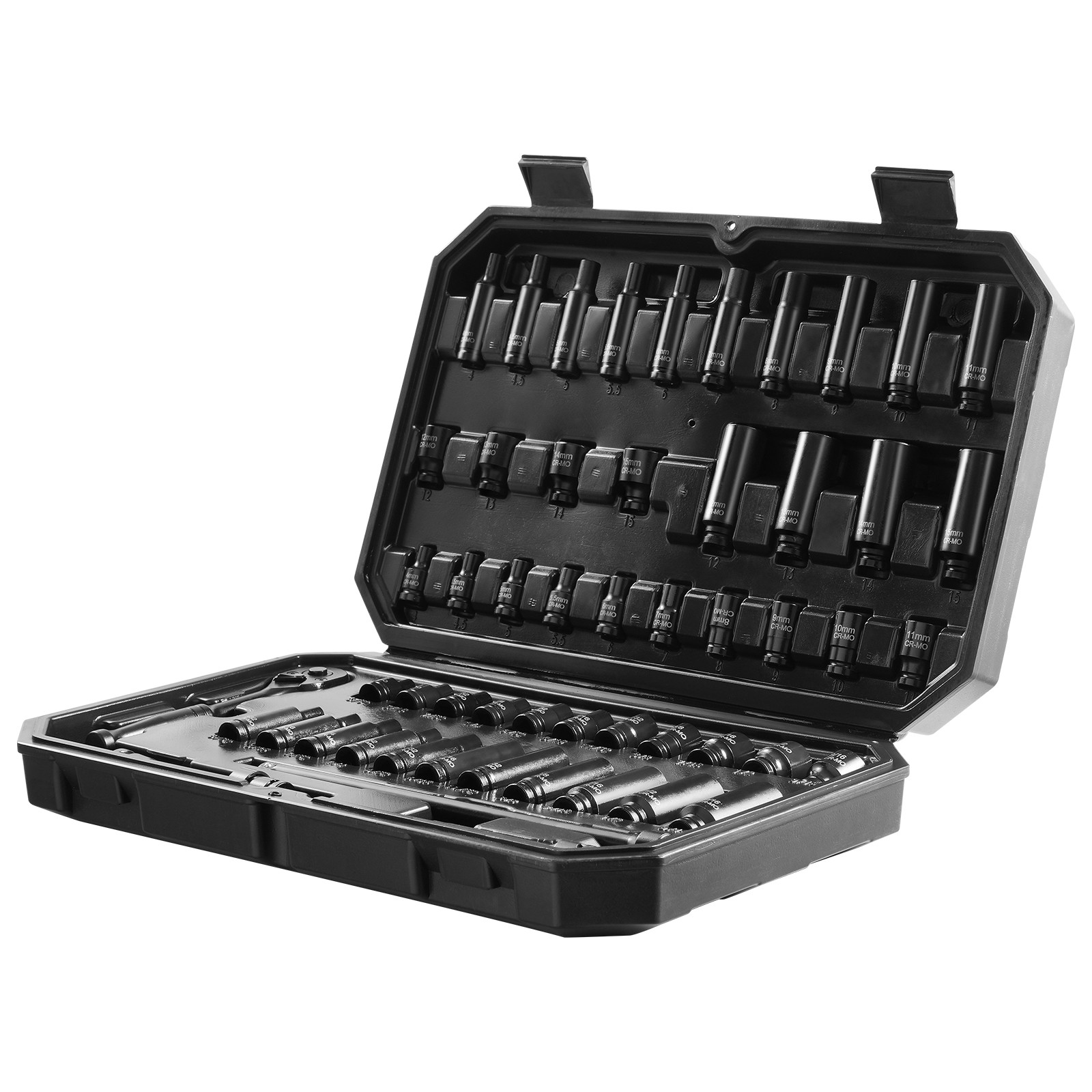 Uimoso 55-Piece 6-Point Impact Socket Set with 1/4″ Drive and Ratchet in Case
