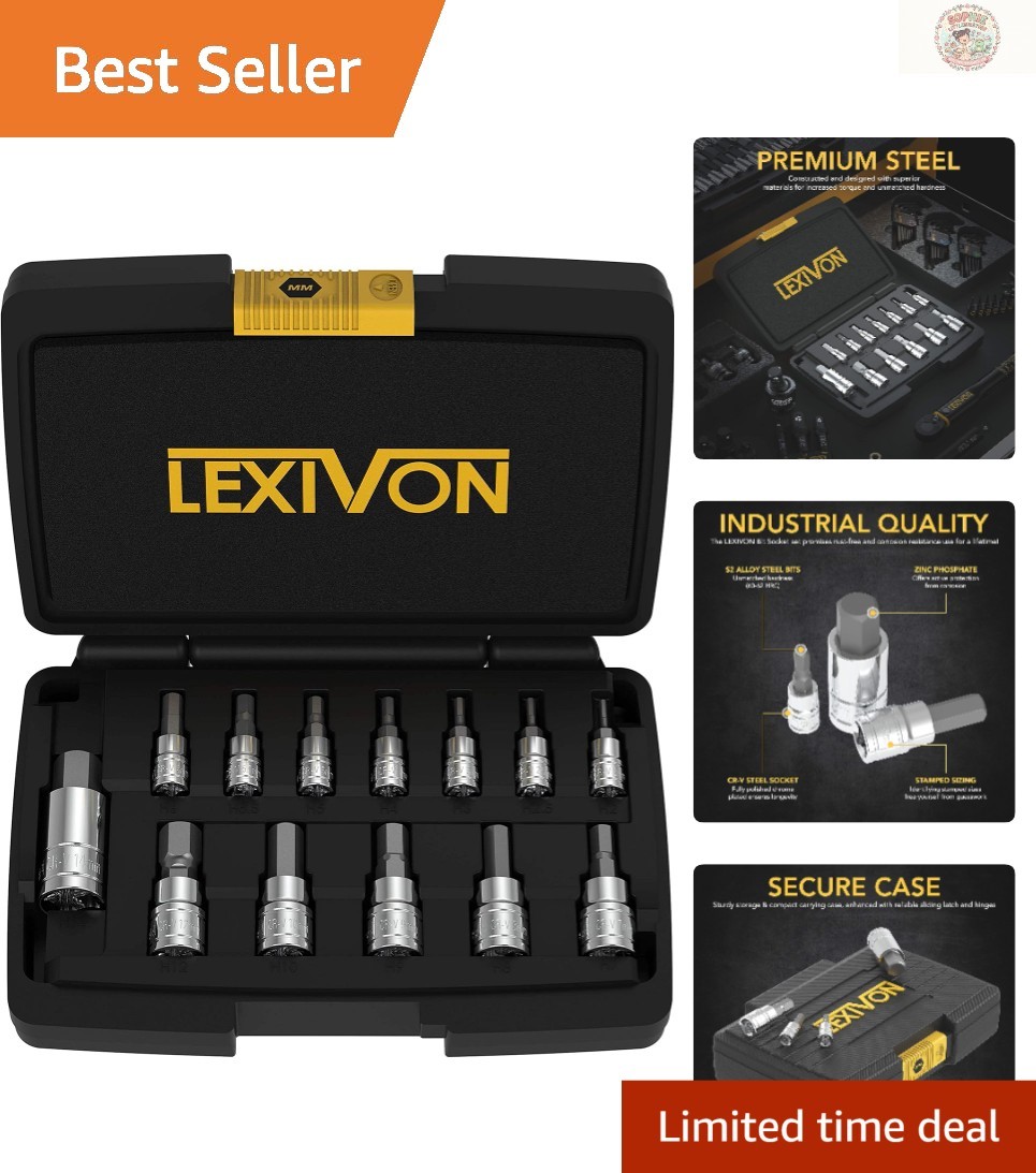 Lexivon 13-Piece HEX Bit Socket Set | Chrome Vanadium & S2 Alloy Steel Quality