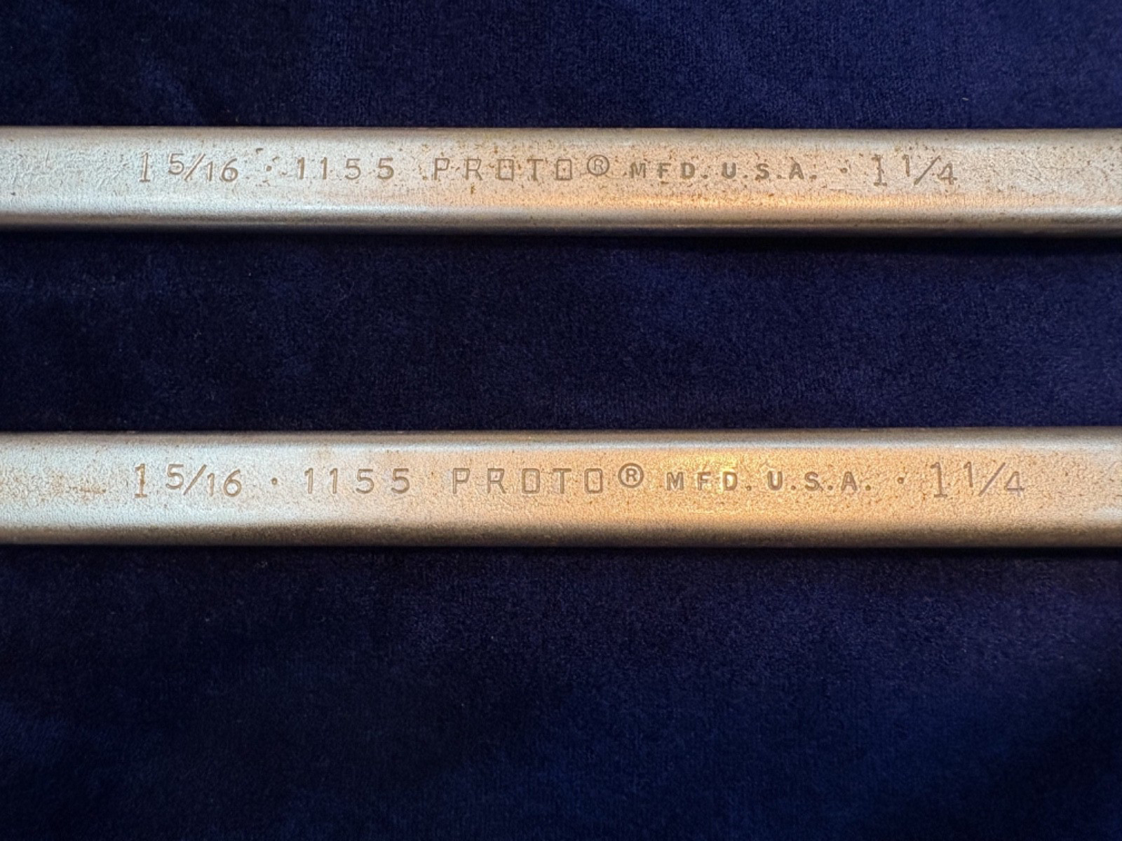 (2) Two Proto 1-1/4″ x 1-5/16″ SAE Box End Wrench 1155 Satin Made in USA