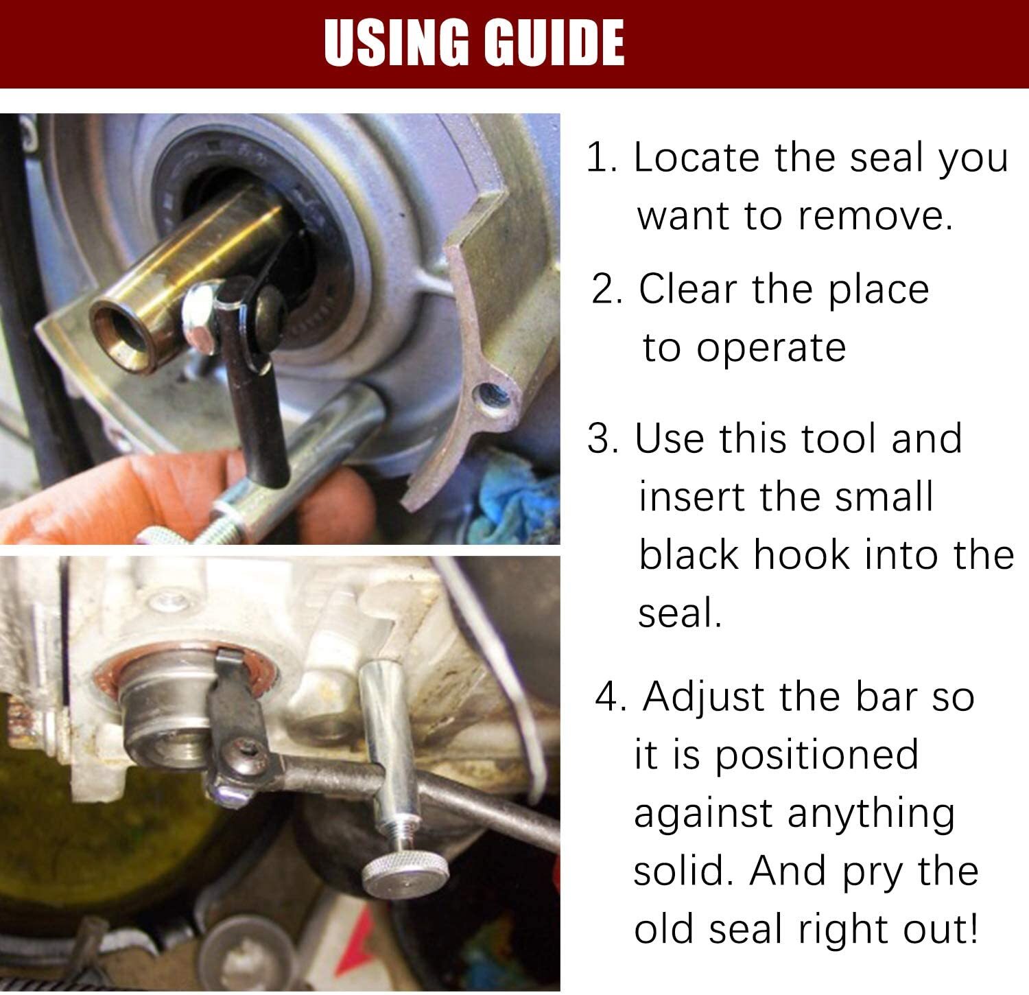 58430 Shaft Type Seal Puller W/ Spare Hook Crankshaft Camshaft Remover Auto Tool
