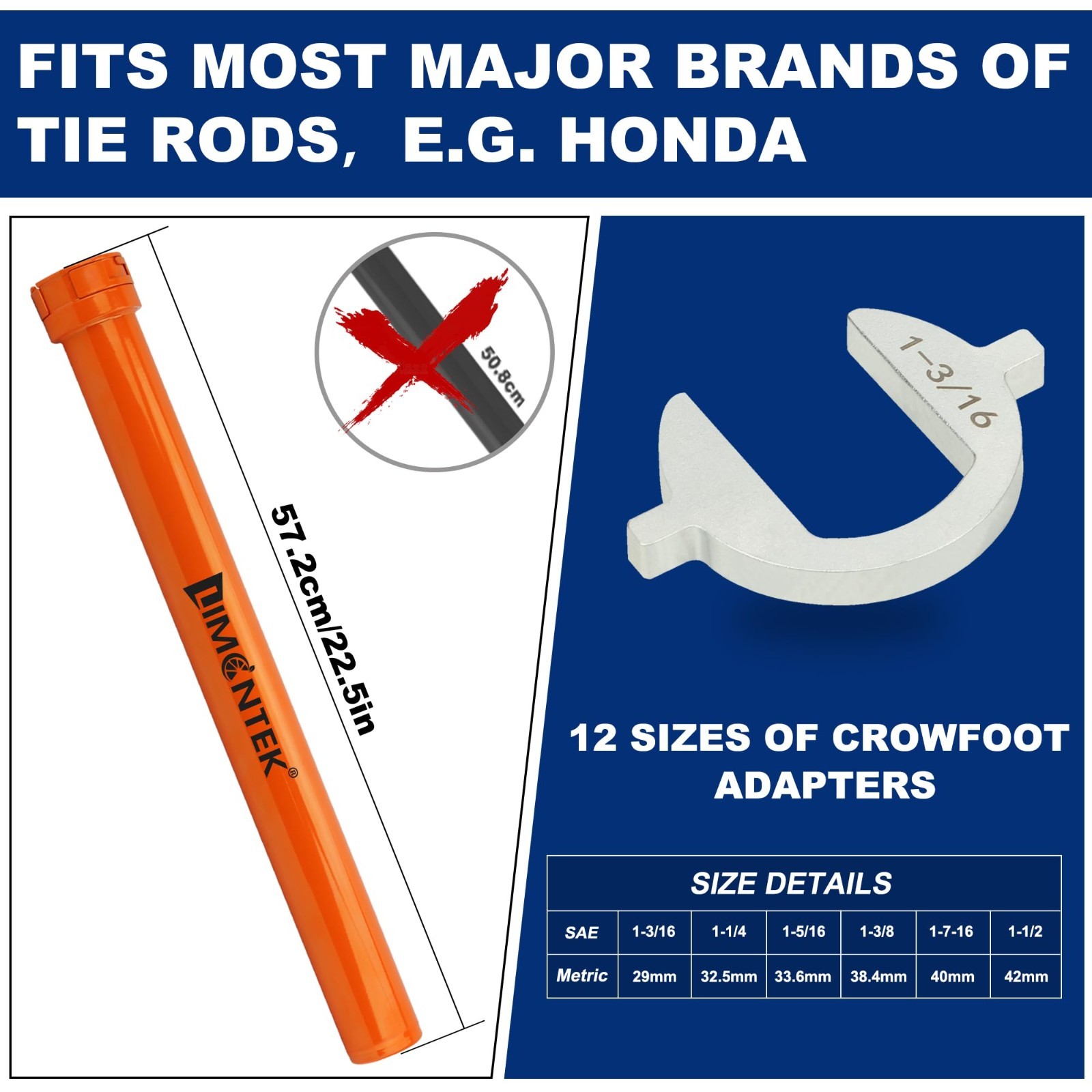 Inner Tie Rod Removal Tool Set – 12 Crowfoot Adapters, 1/2″ Drive – Easy Install