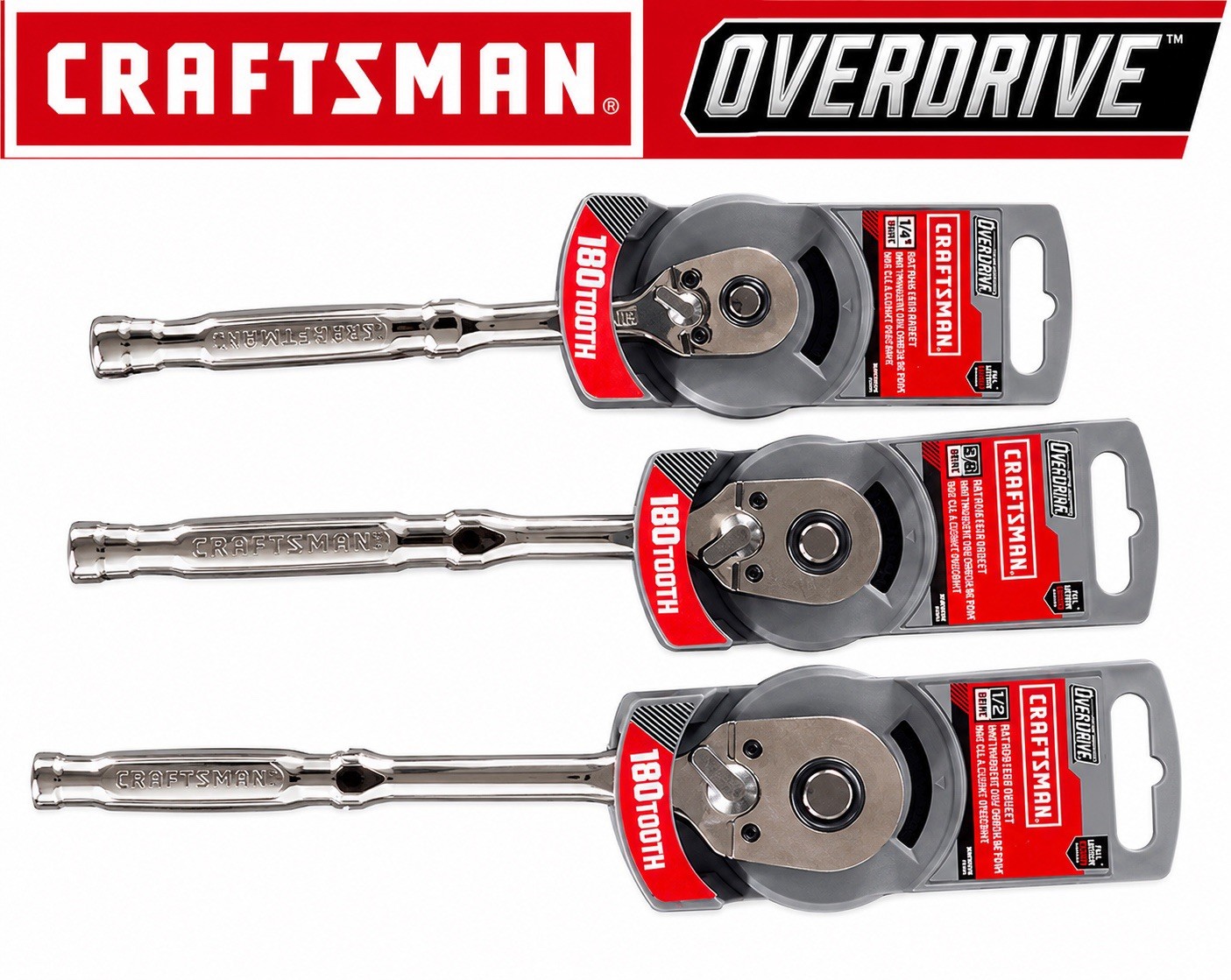 Craftsman Overdrive Ratchet Set 1/4 CMMT82110 – 3/8 CMMT82111 – 1/2 CMMT82113