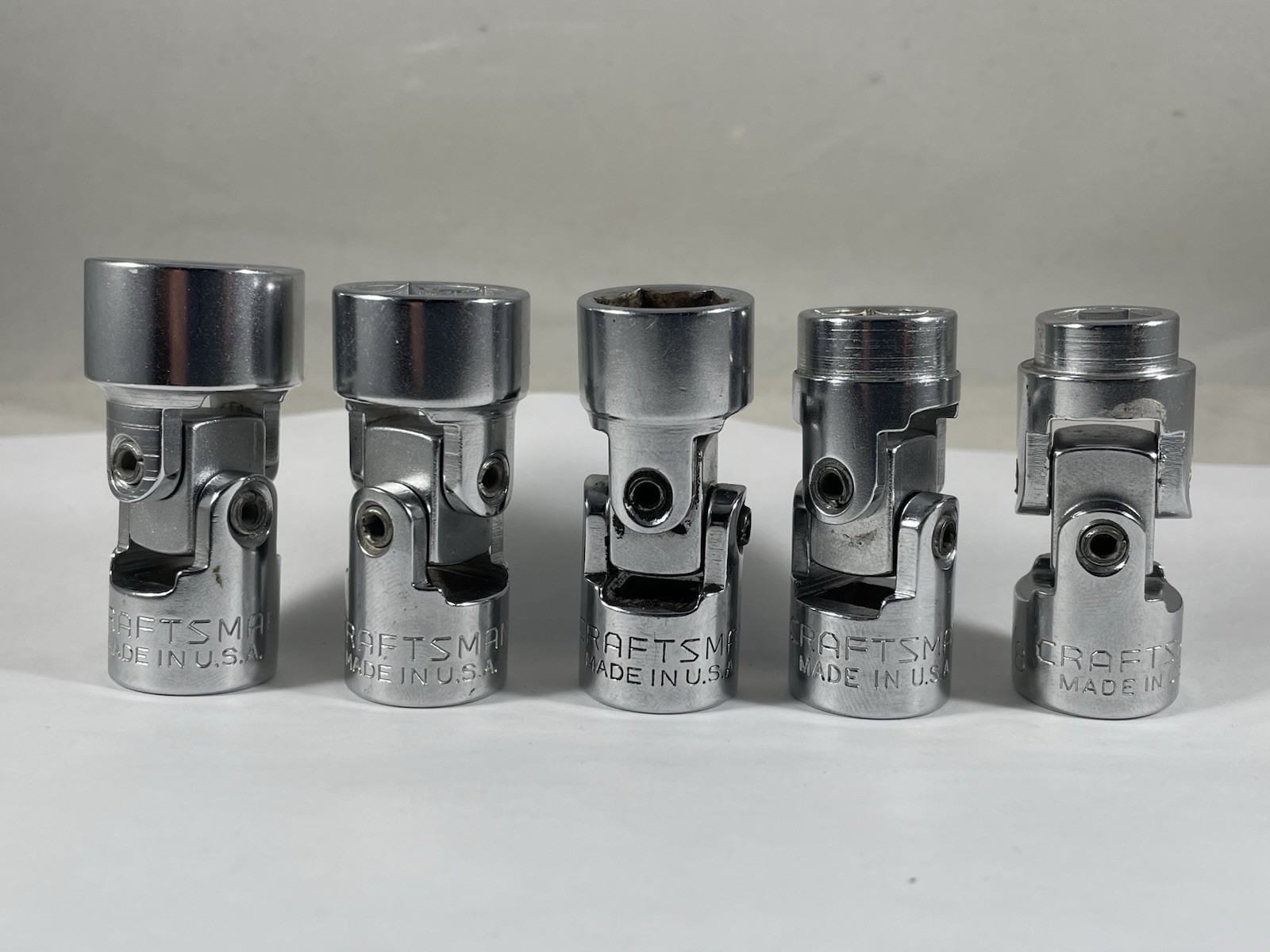 Vintage Craftsman USA 3/8” Drive, Swivel Socket Lot Of 5, 3/8 1/2 9/16 5/8 11/16