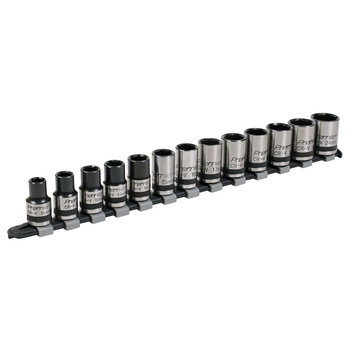 Sealey Premier Black Lock-On&trade; Socket Set 1/2″Sq Drive 13pc AK2742B