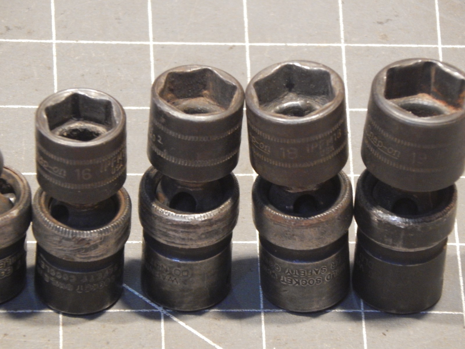 READ Snap On 9Pc Metric 3/8 Drive Impact Swivel Universal Socket Set 10MM 19MM