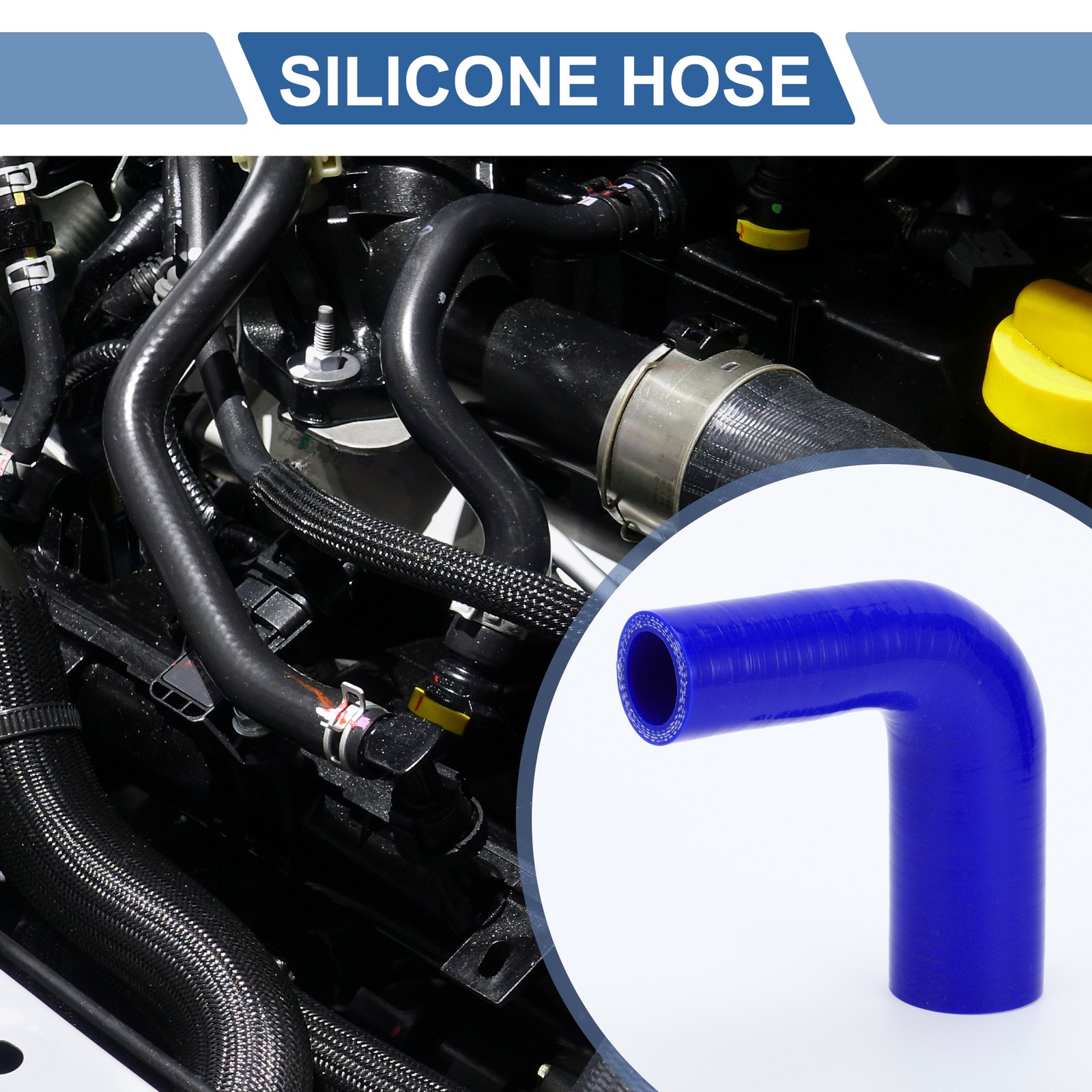 1 Set 25-35mm 0.98″-1.38″ ID 102mm 4.02″ Length 90° Hose Blue
