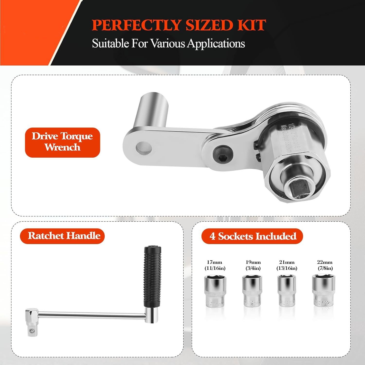 Heavy Duty Torque Multiplier Wrench Set Lug Nut Remover 17 19 21 22 Tire Change