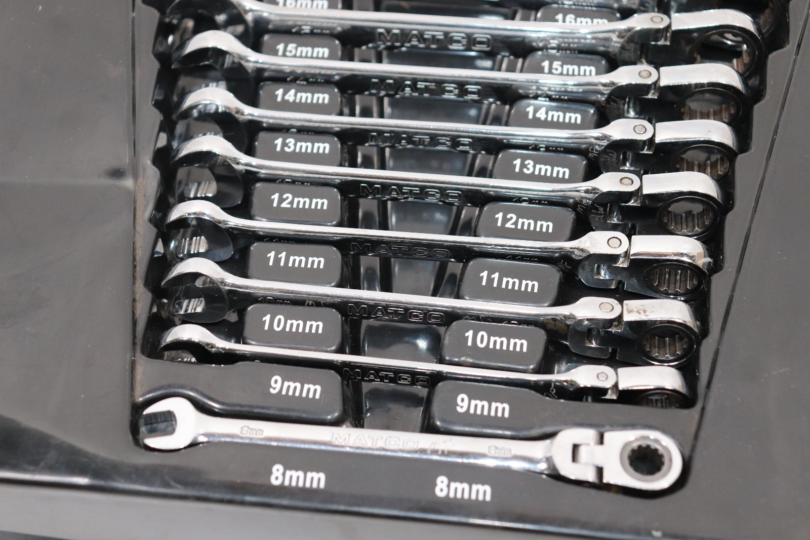 MATCO 12 pc 72-Tooth Metric Flexhead Combo Ratcheting Wrench Set S7GRFM12