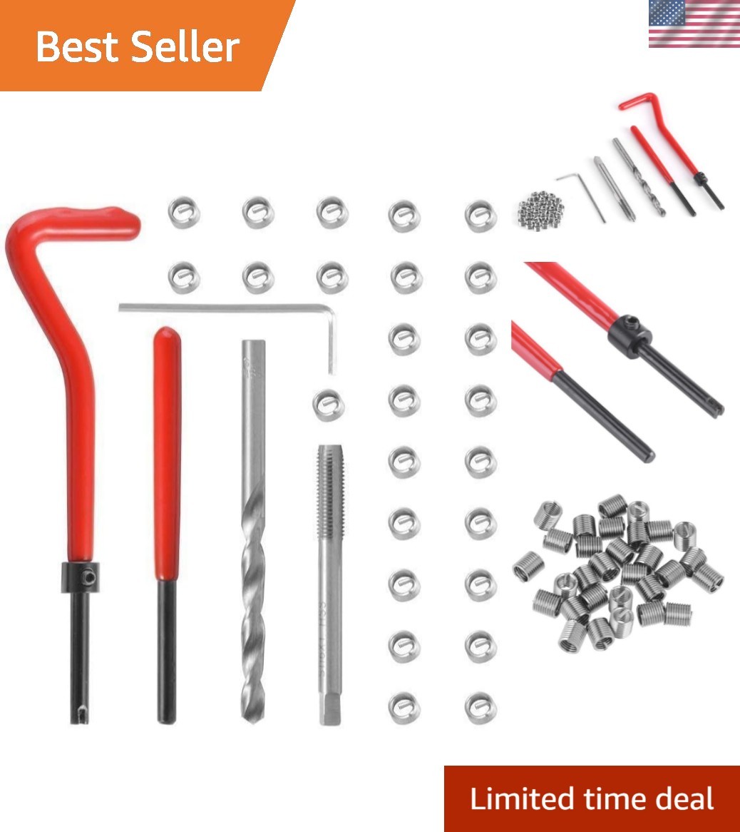 Versatile 30-Piece M6 Thread Insert Kit for Steel, Iron, and Aluminum Repairs