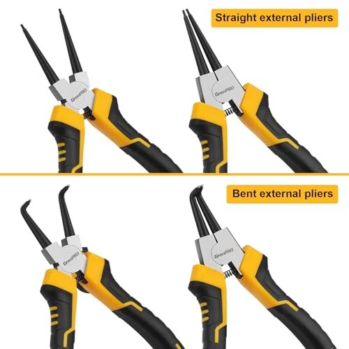 4-Piece Snap Ring Pliers Set – 7″ Internal/External Circlip Tool Kit, Heavy Duty