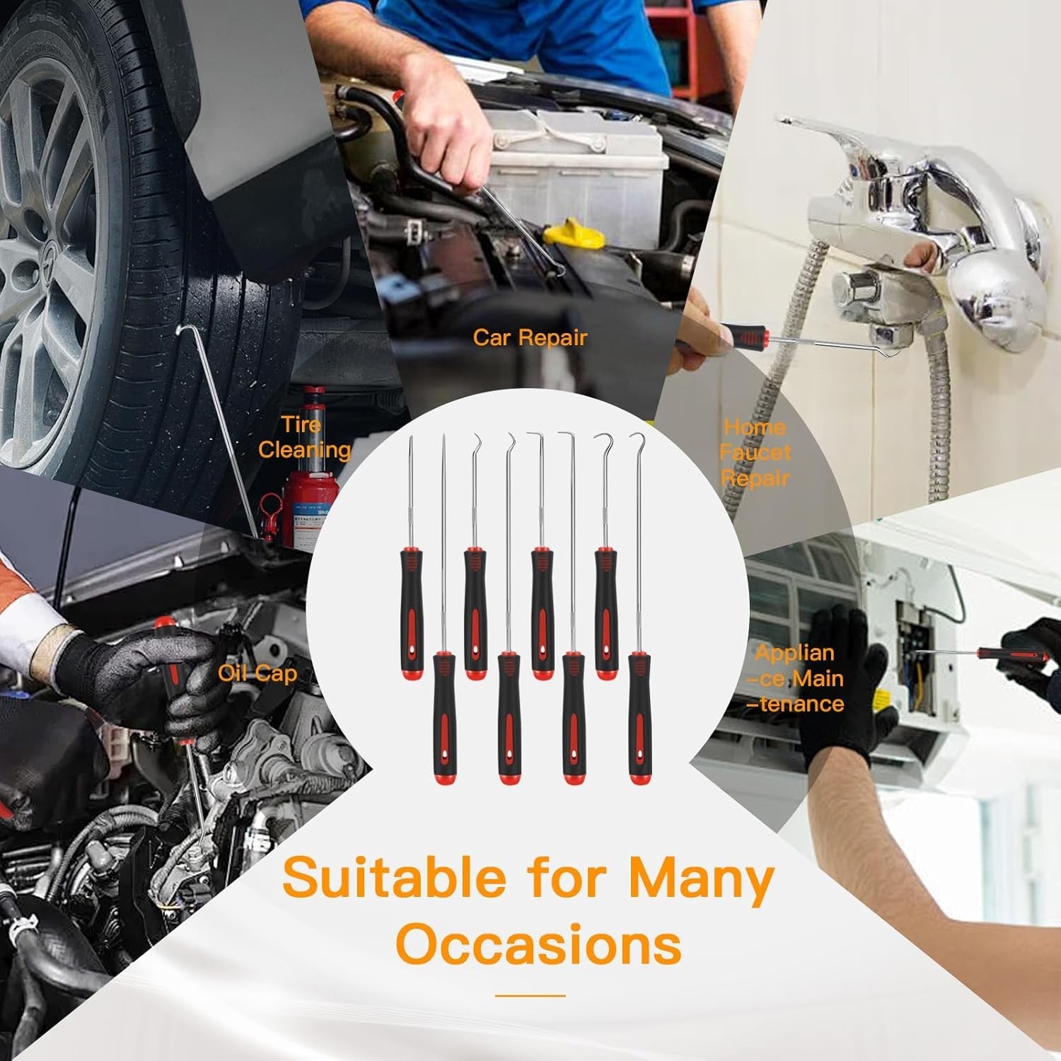 Ergonomic 8-Piece Pick Tool Set – Durable Alloy for Automotive & Mechanical Use