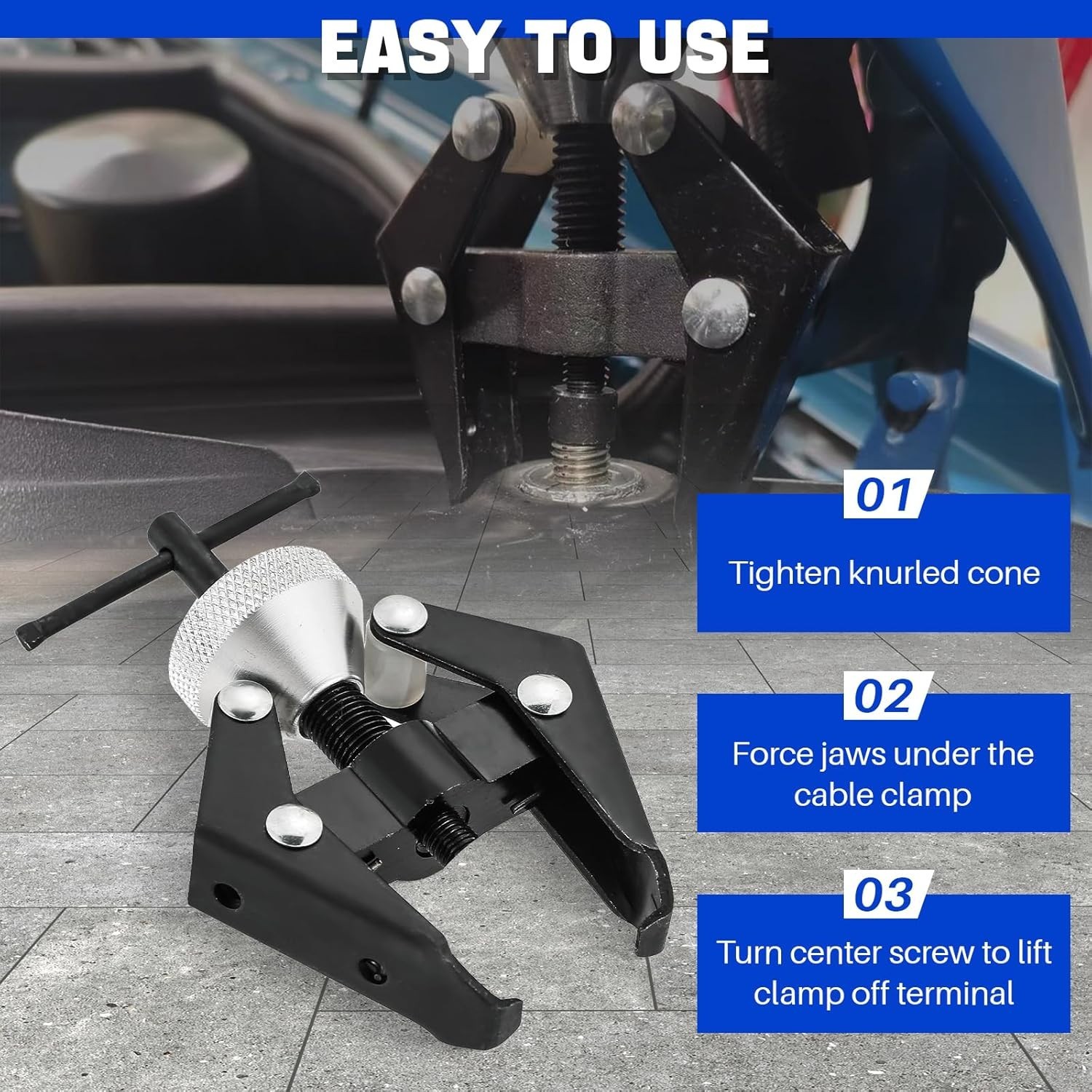 Efficient Wiper Arm & Battery Terminal Puller – 1/16″ to 1-1/16″ Jaw Opening
