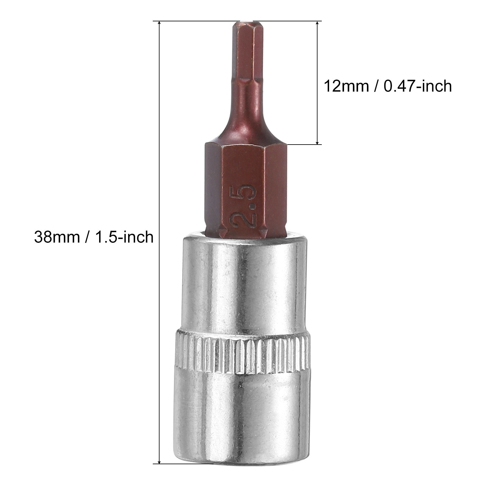 2Pcs 1/4-Inch Drive 2.5mm Hex Bit Socket, S2 Steel