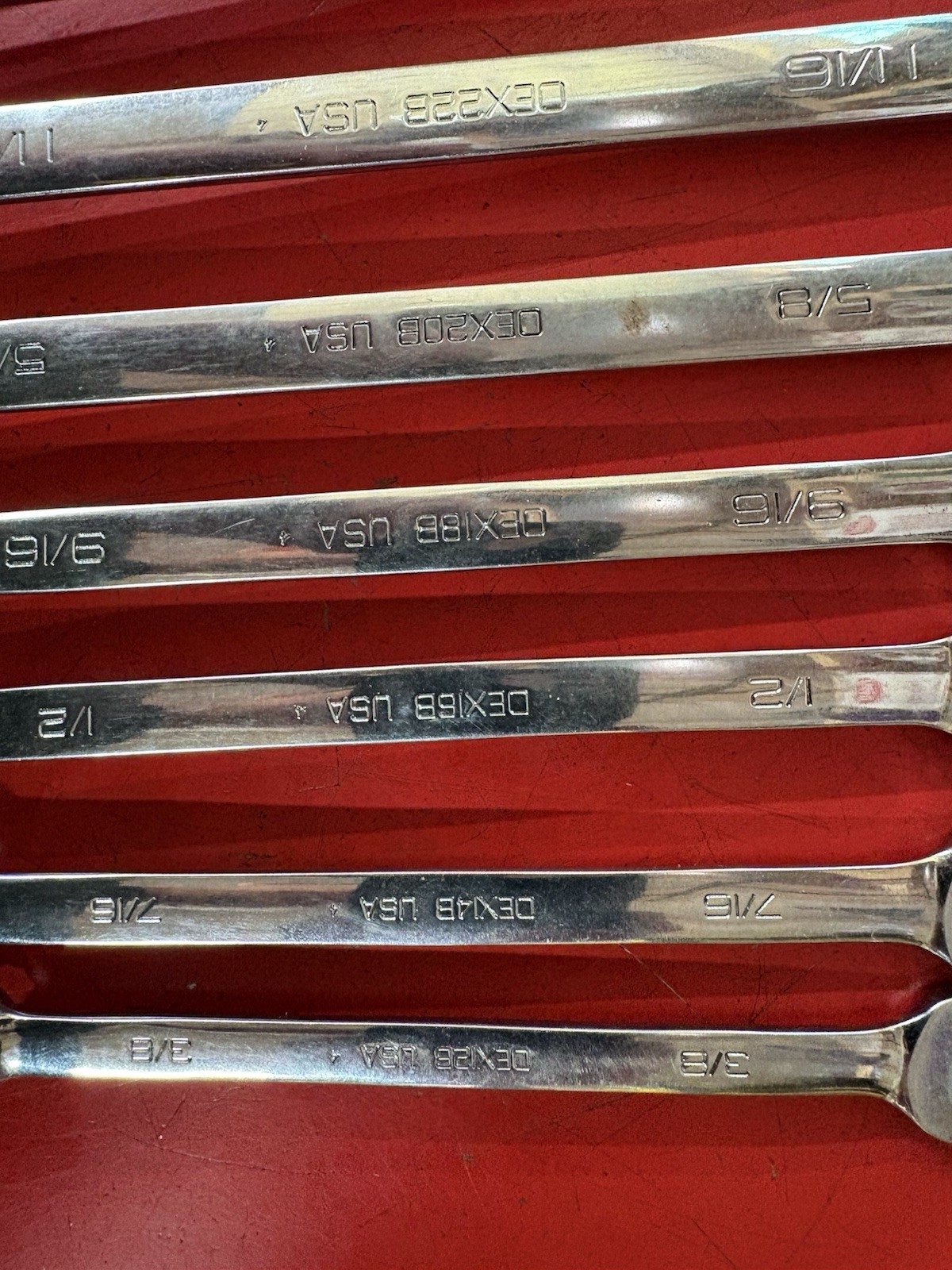 Snap On USA Combination Wrench OEX Set 11 Piece SAE 12 Point 3/8″ Thru 1″