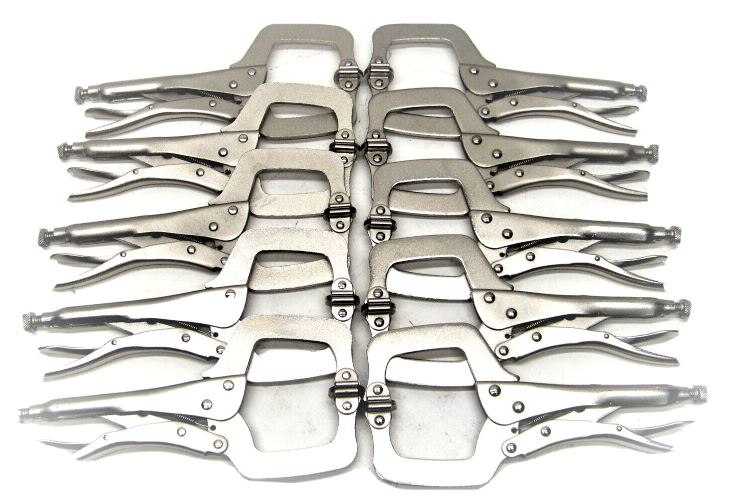10 pcs 11″ Locking C Clamp Pliers with Swivel Pad Vise Welding Woodworking Tools