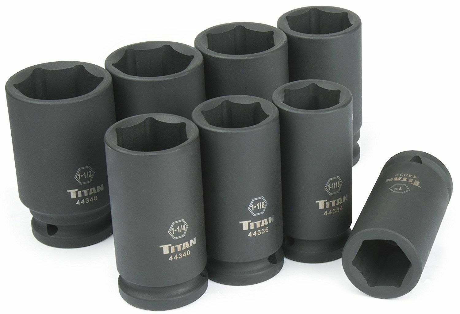 Titan Tools 44300 8 Piece 3/4 Inch Drive SAE Deep Impact Socket Set