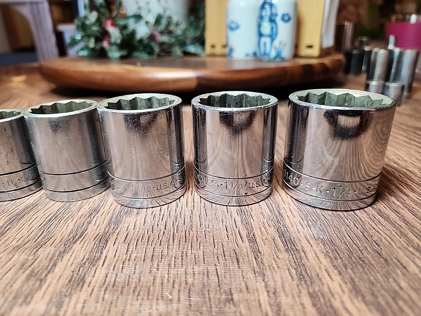 Vintage SK Tools 1/2″ Drive 8pc Socket Set 7/16″ – 1-1/4″ USA + Ratchet & Exten