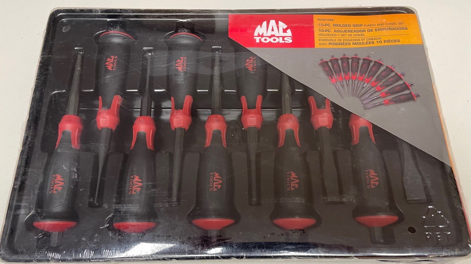 Mac Tools – Moulded Grip – 10pc Punch and Chisel Set – PCHG10SB – New In Box