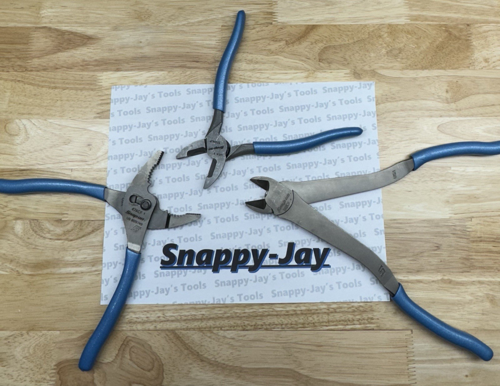 Snap-on Tools USA NEW 3pc PEARL BLUE Plier/Cutter Lot Set 312CF, 57AHLP & 47ACF