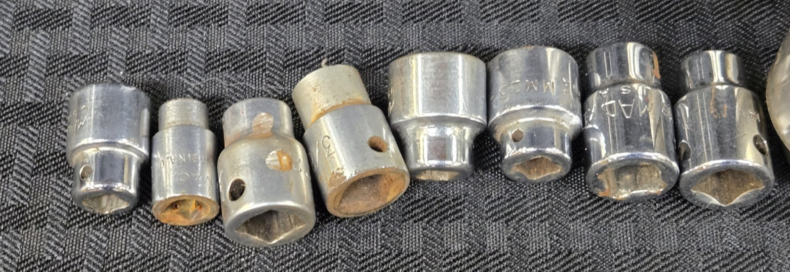 MAC Tools Lot Of 13 Sockets Made In USA, 1/4″, 3/8″ and 1/2″ Drive