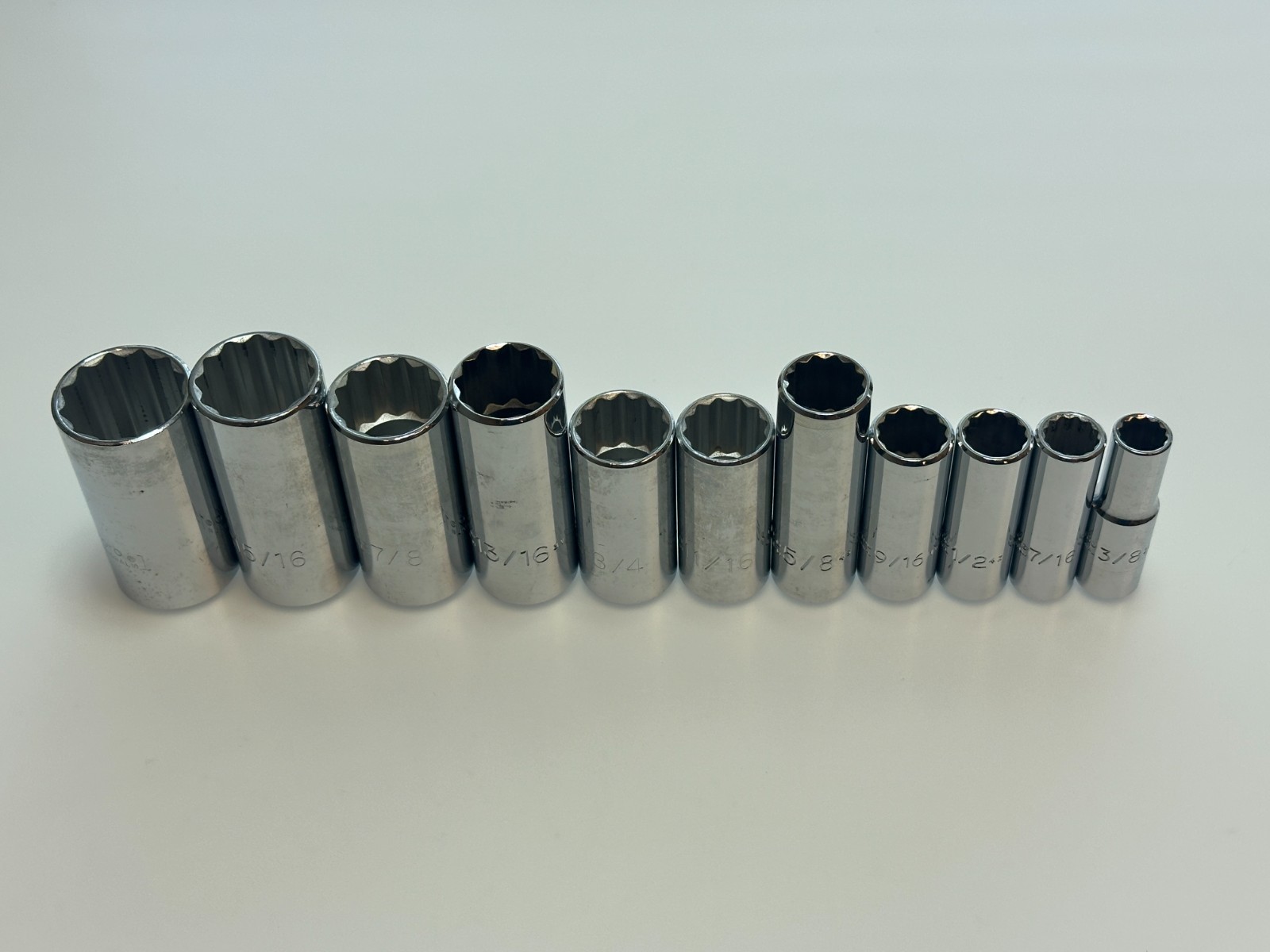 🇺🇸 PROTO Tools USA 11pc SAE 3/8-1″ Deep Socket Set, 3/8” Drive, 12 Point (NOS)