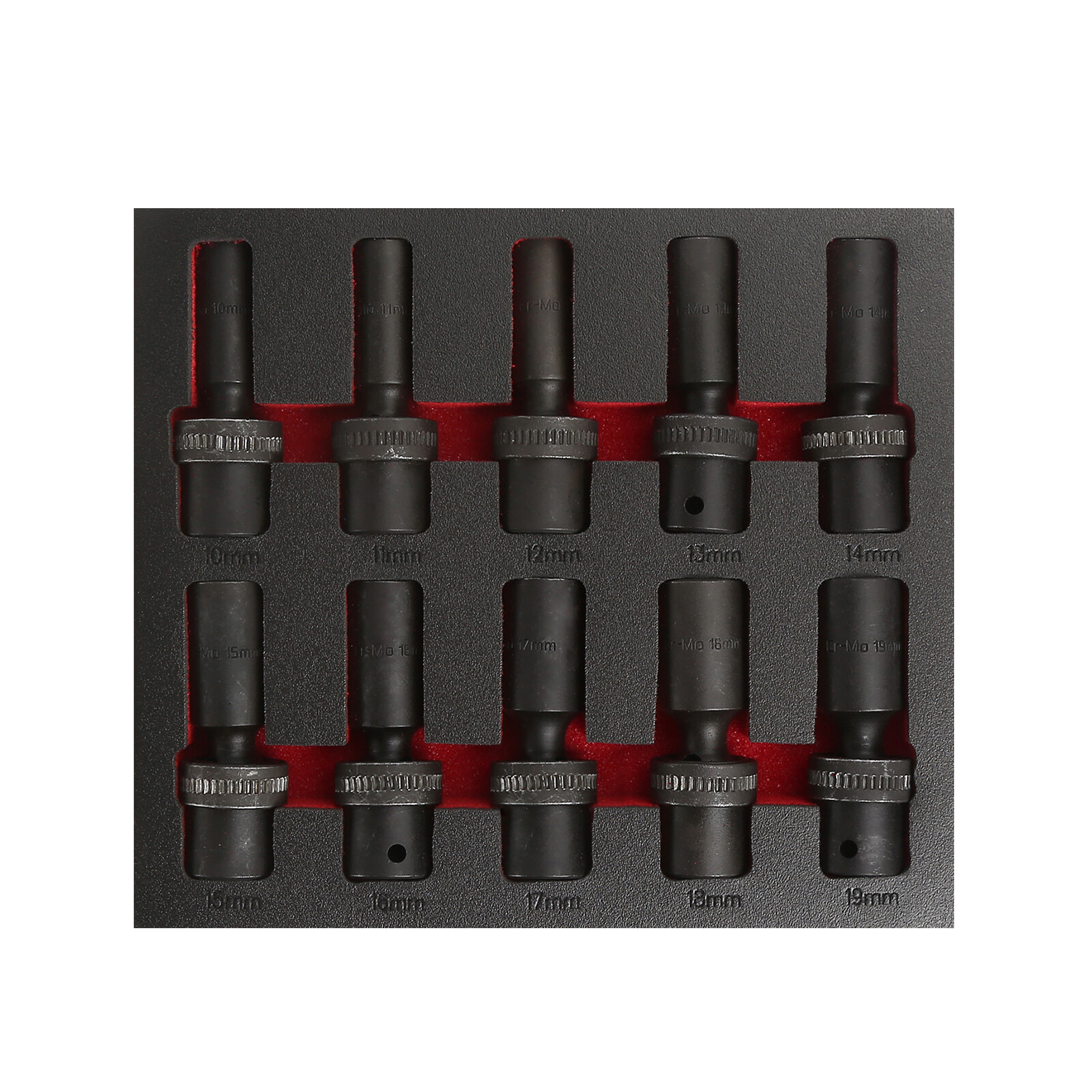 Pro 10Pc 1/2″ inch Drive Square Deep Impact Socket Set Cr-Mo Metric Size 10-19MM