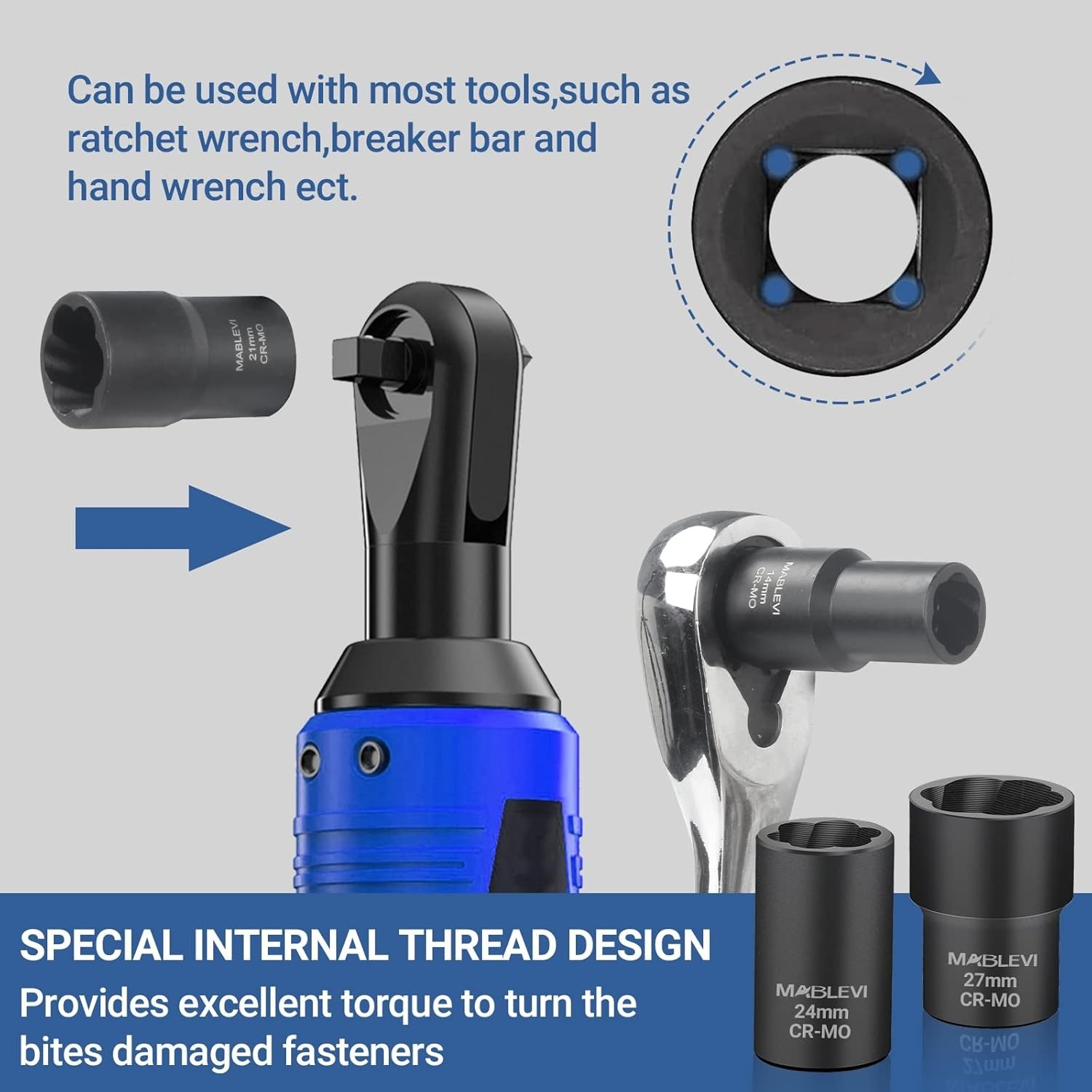 Lug Nut Removal Tool,13 PCS Bolt Extractor, 1/2 Inch Drive Lug Nut Extractor Set