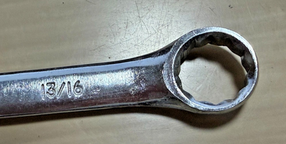 New Combination Wrench 12 Point SAE Standard 13/16 Inch V-Notched 9″ long
