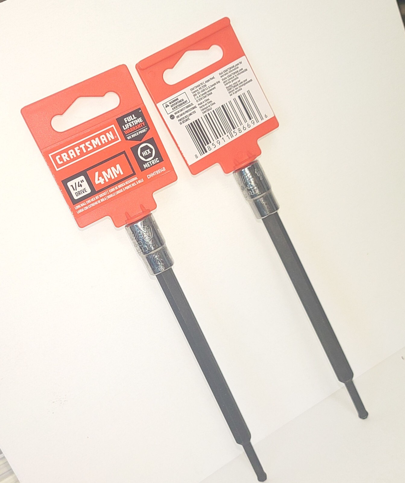 Craftsman 4MM Metric 1/4″ Drive Long Ball End Hex Bit Socket CMMT99140 Lot of 2