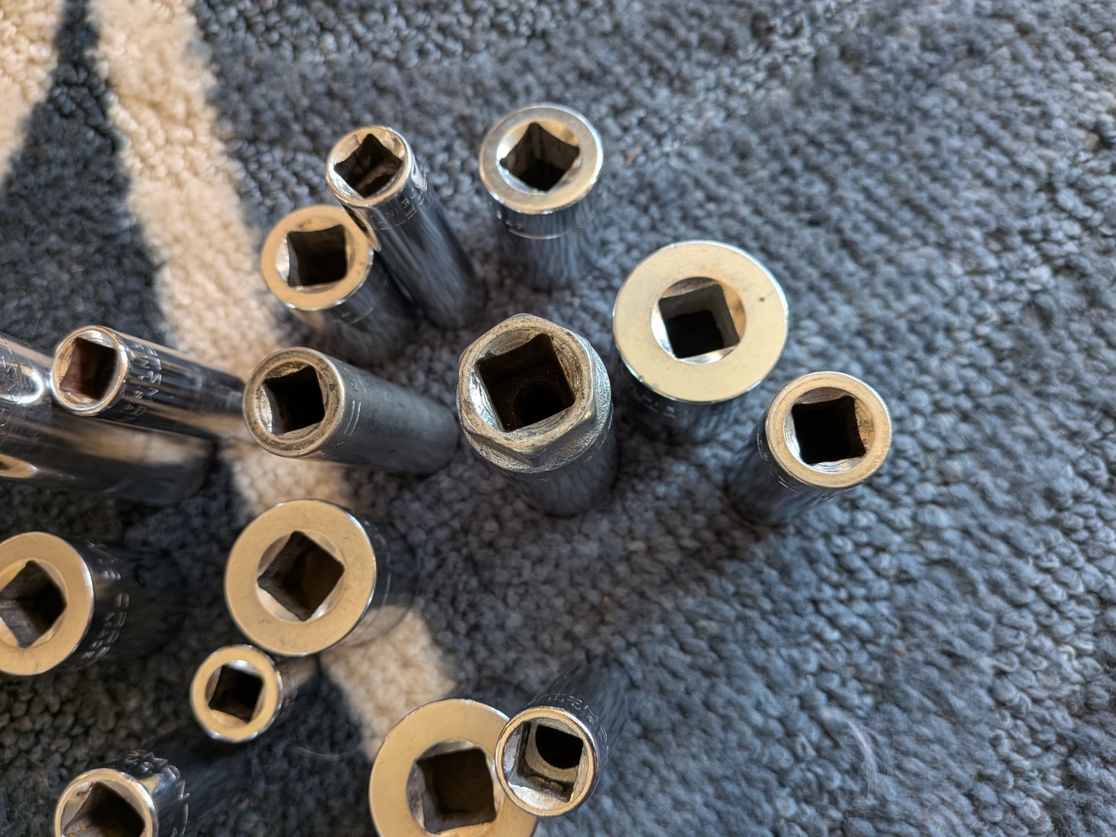 Vintage Craftsman Lot Of 19 SAE 3/8” 1/2″ Drive V-VV- sockets 6Pt 12pt