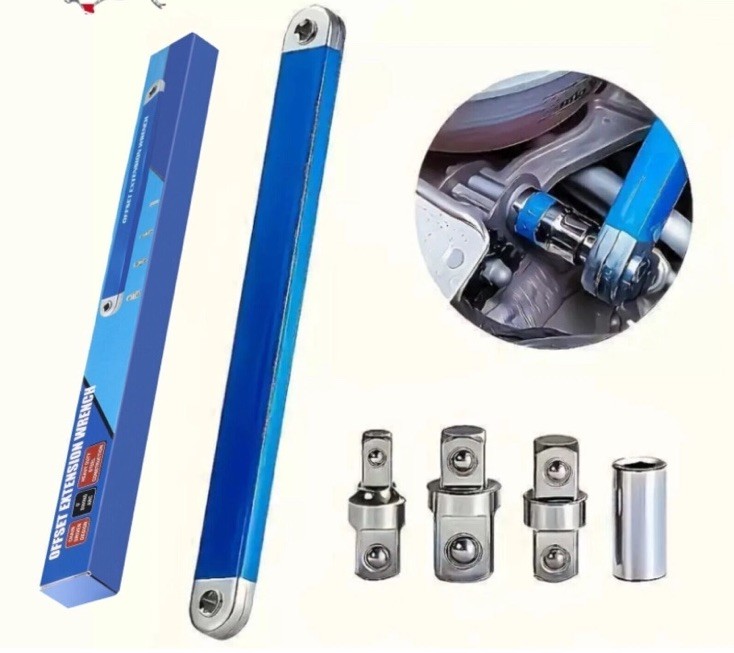 Offset Extension Wrench Set Ratchet Spanner Wrench with 4 Extender Adapter New