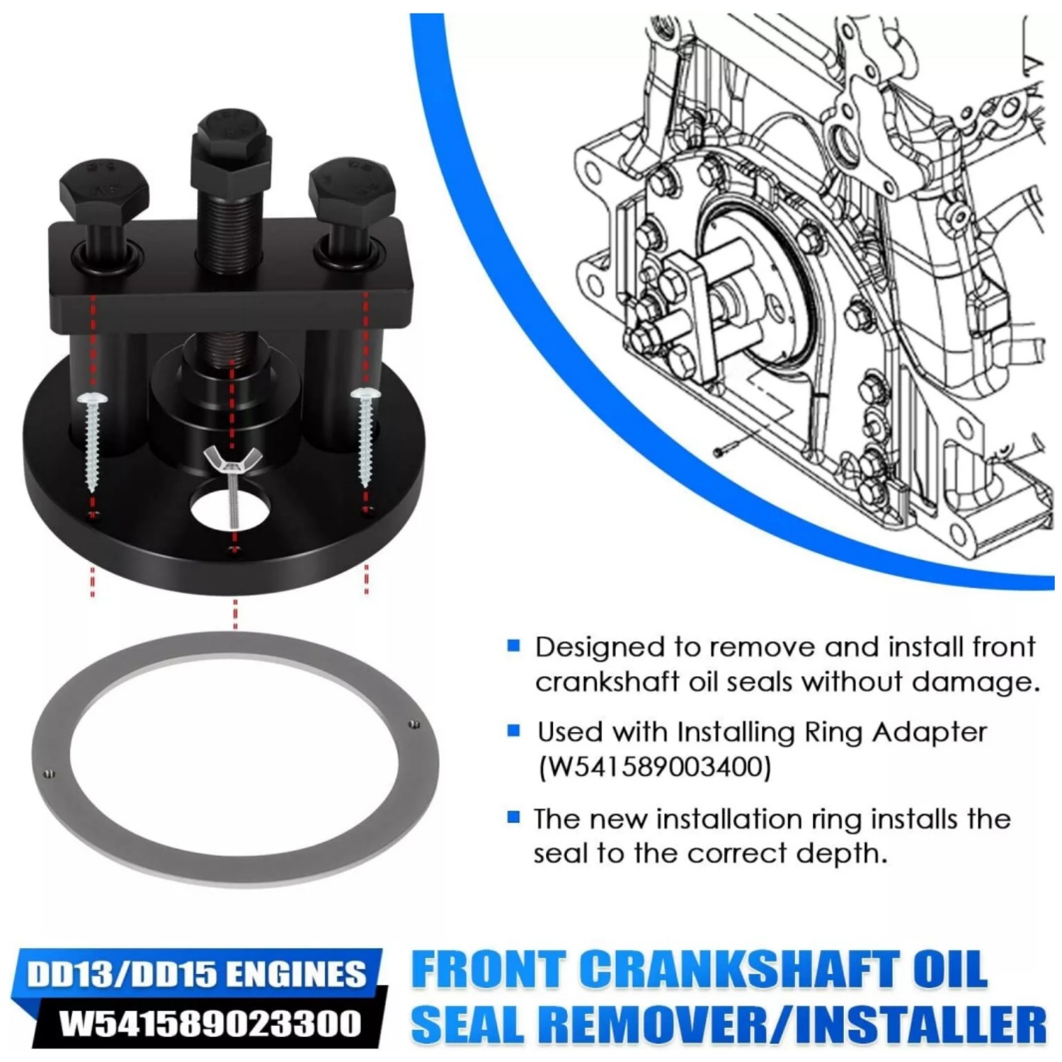 W541589023300 Front Crankshaft Seal Remover,Installer Tool For Detroit😊