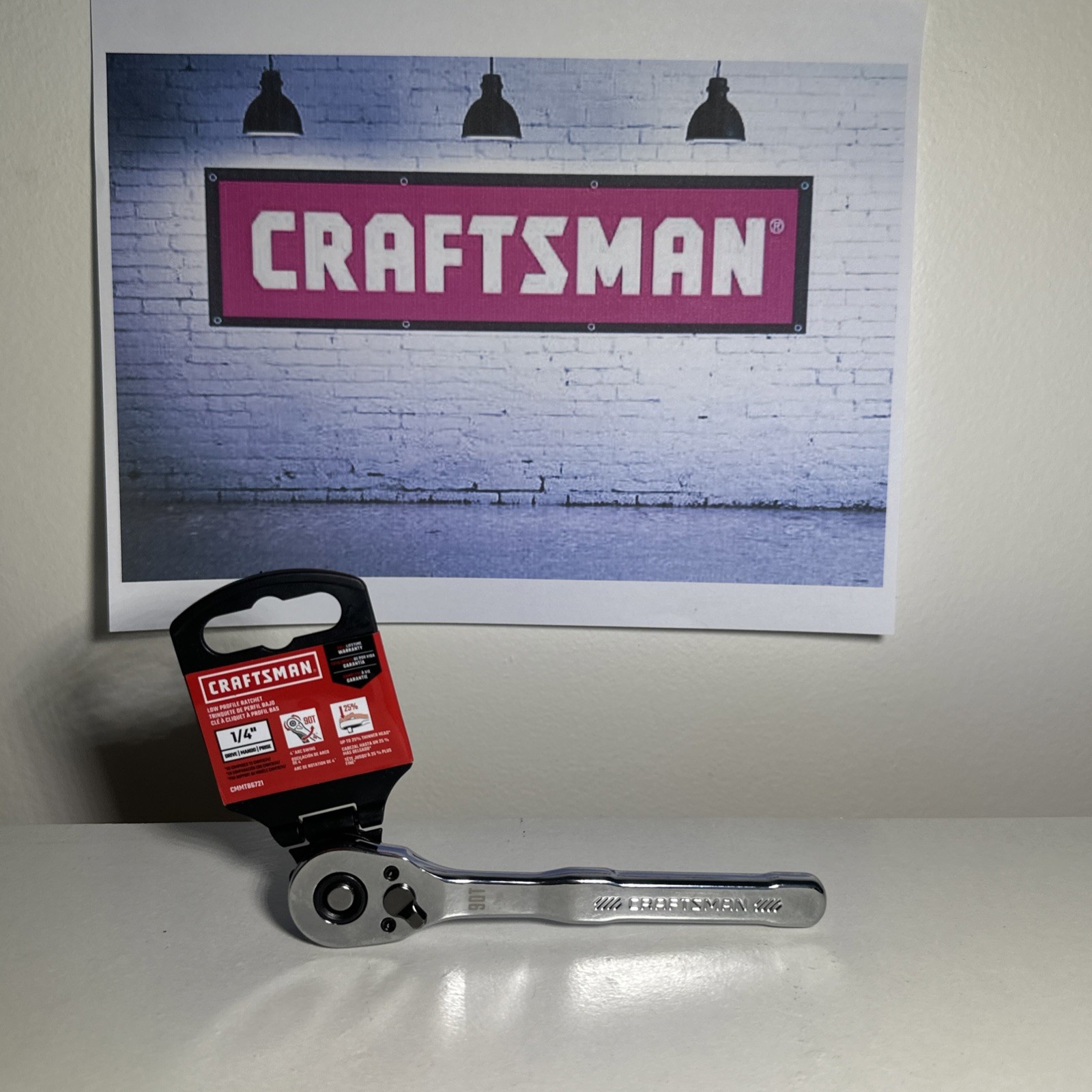 CRAFTSMAN 90Tooth 1/4-in Drive Full Polish Handle Ratchet New With Tag