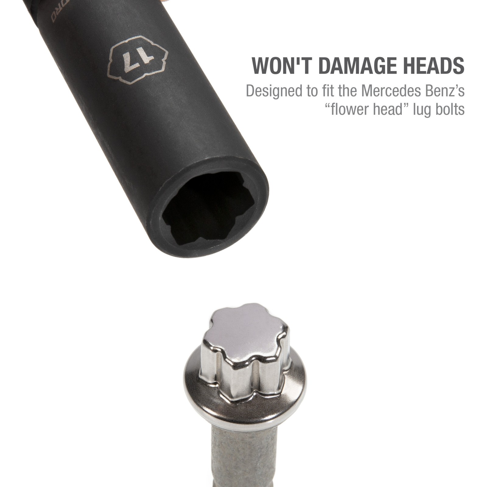 Steelman 1/2 in. Drive 17mm Star Deep Impact Lug Key Socket for Mercedes S 99427