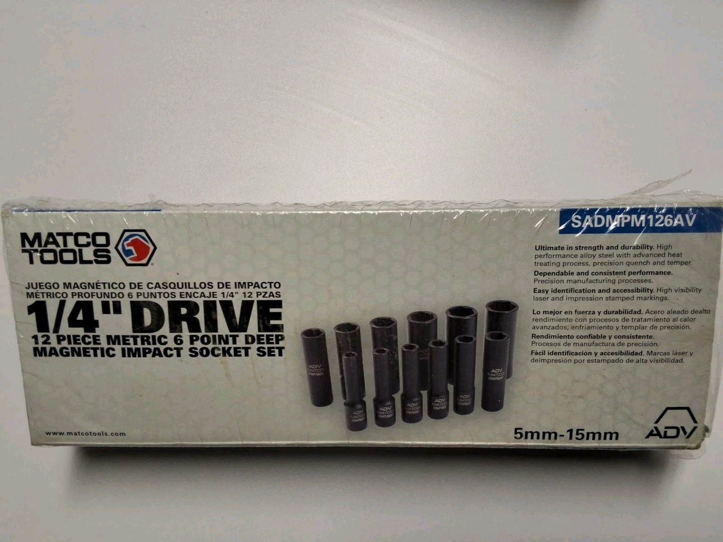MATCO SADMPM126AV 12 PC 1/4″ DRIVE METRIC DEEP IMPACT SOCKET SET