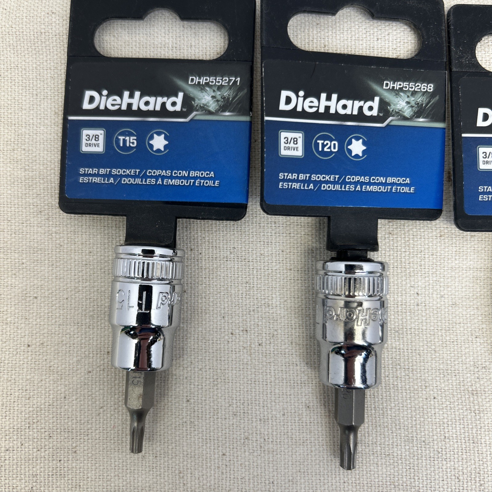 Diehard Torx Bit Set 3/8 Drive T15,T20,T25,T27,T30,T40,T45,T50,T55 9 Piece Set