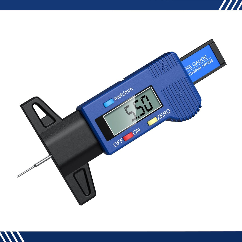 Digital Tyre Depth Gauge Tread Checker LCD Tool For Motorbike Car Van Bike BLUE