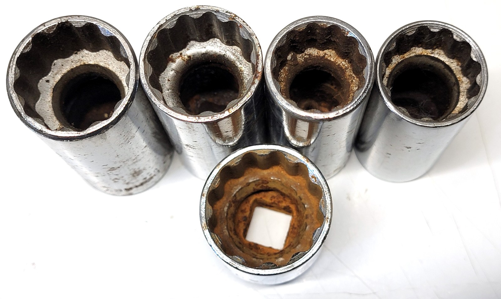 Mixed Lot 5 Bonney 1/2 in Drive 12-point 1-1/8 – 7/8in Deep Sockets