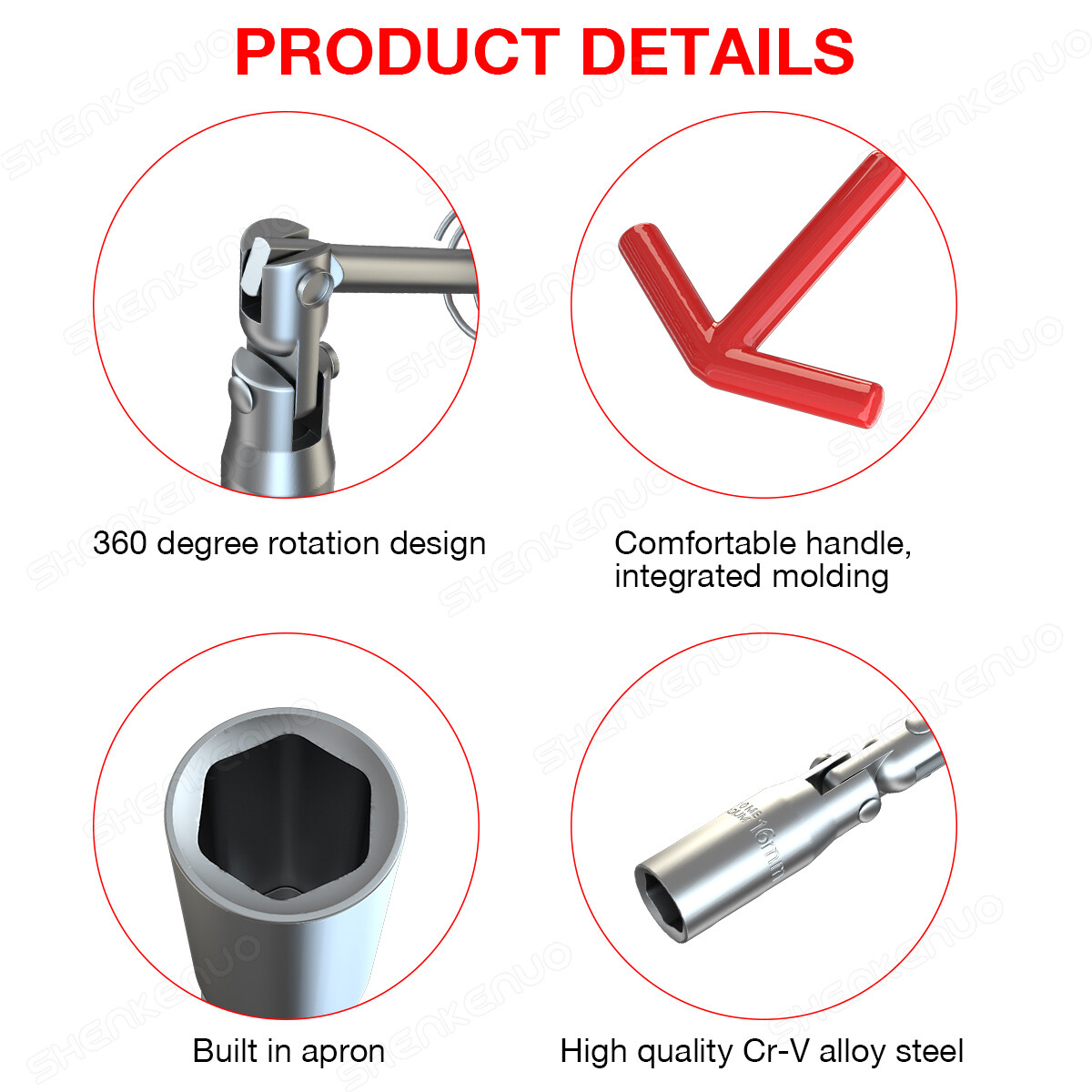 1 PCS 16mm 5/8» Car Universal Magnetic Spark Plug Socket Wrench Short Hand Tool