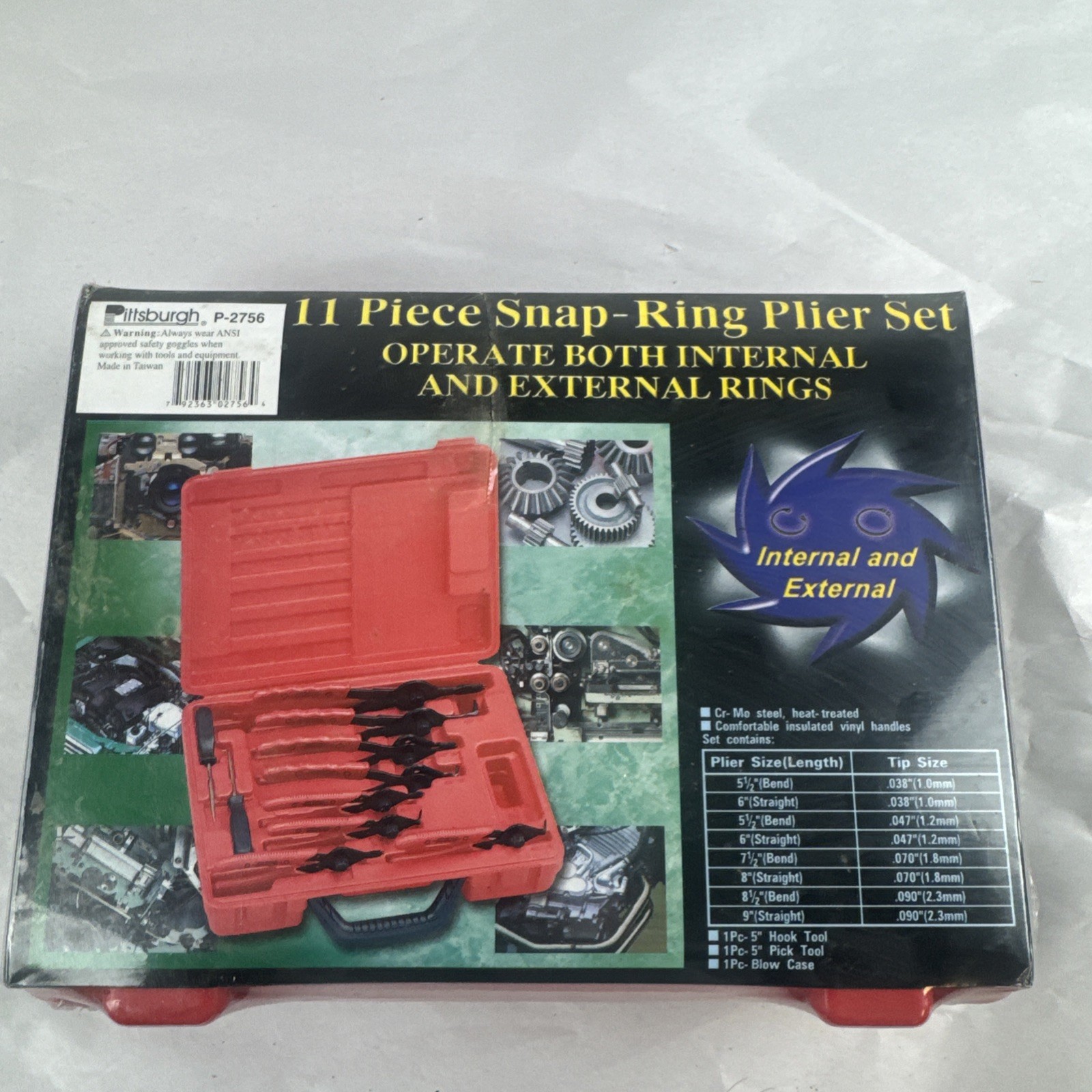 Pittsburg 11 Piece Snap-ring Pliers Set P-2756 Internal & External NEW