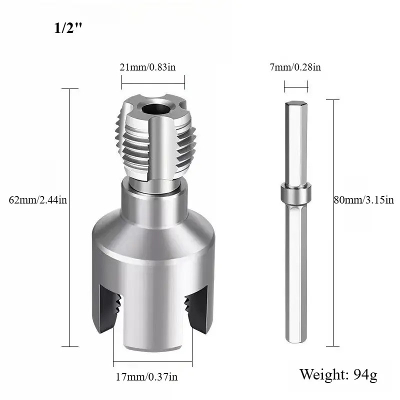 2in1 PVC Pipe Threader Kit 1/2″ 3/4″ Dies Drill Compatible Thread Cutting Tool
