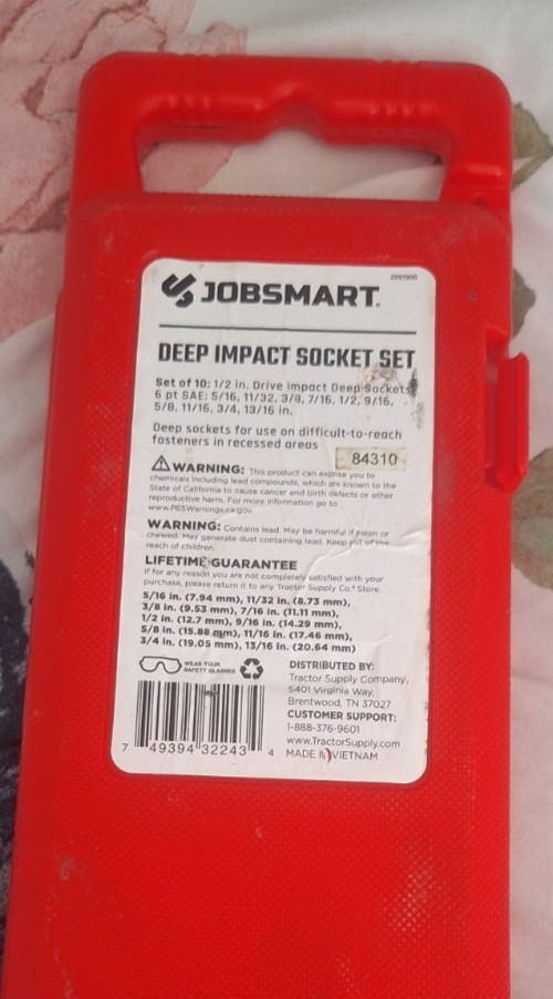 JobSmart 1/2 in. Drive SAE Deep Impact Socket Set, 10 pc.