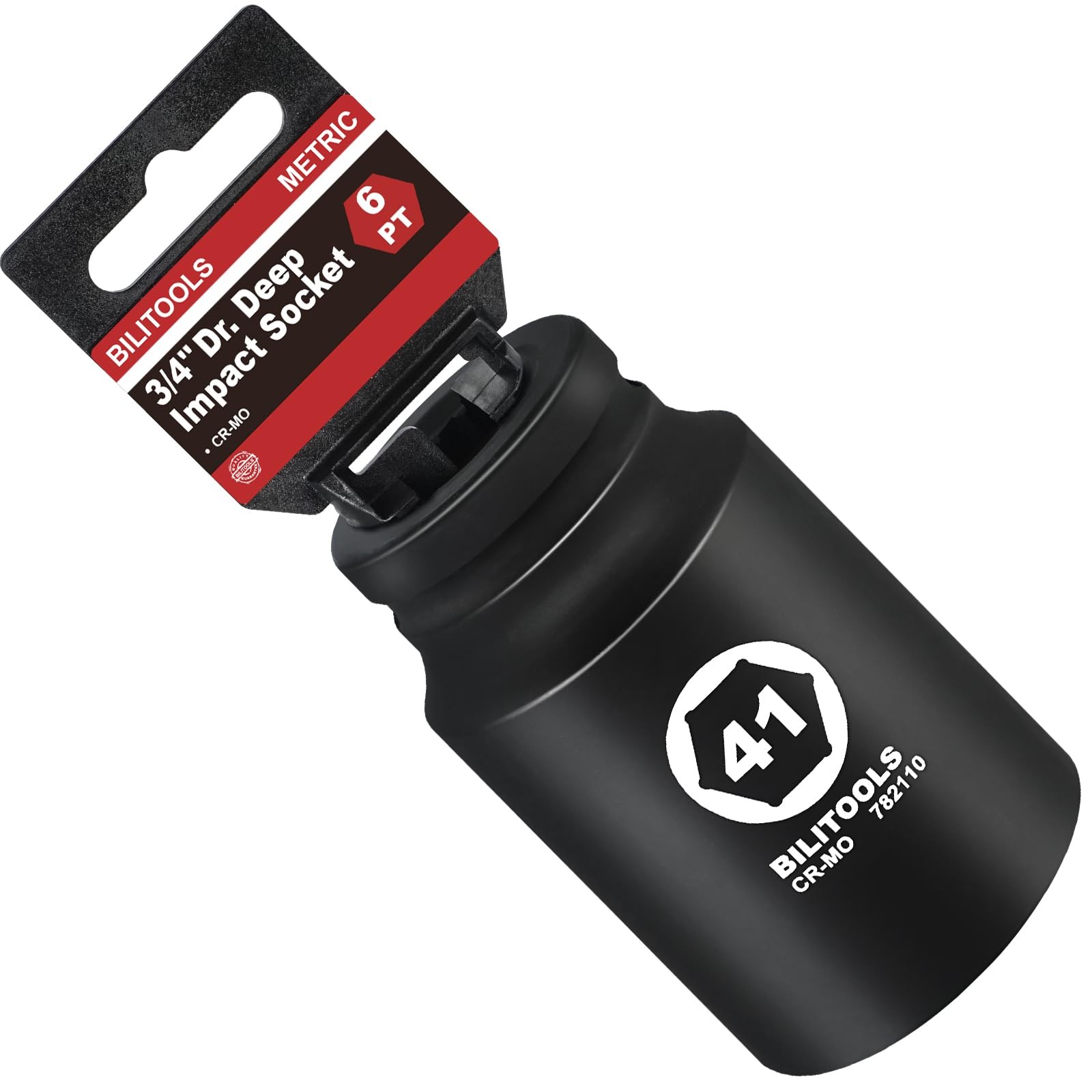 3/4 Drive Deep Impact Socket 41mm, Metric, CR-MO Steel, 6 Pt. Impact Grade He…