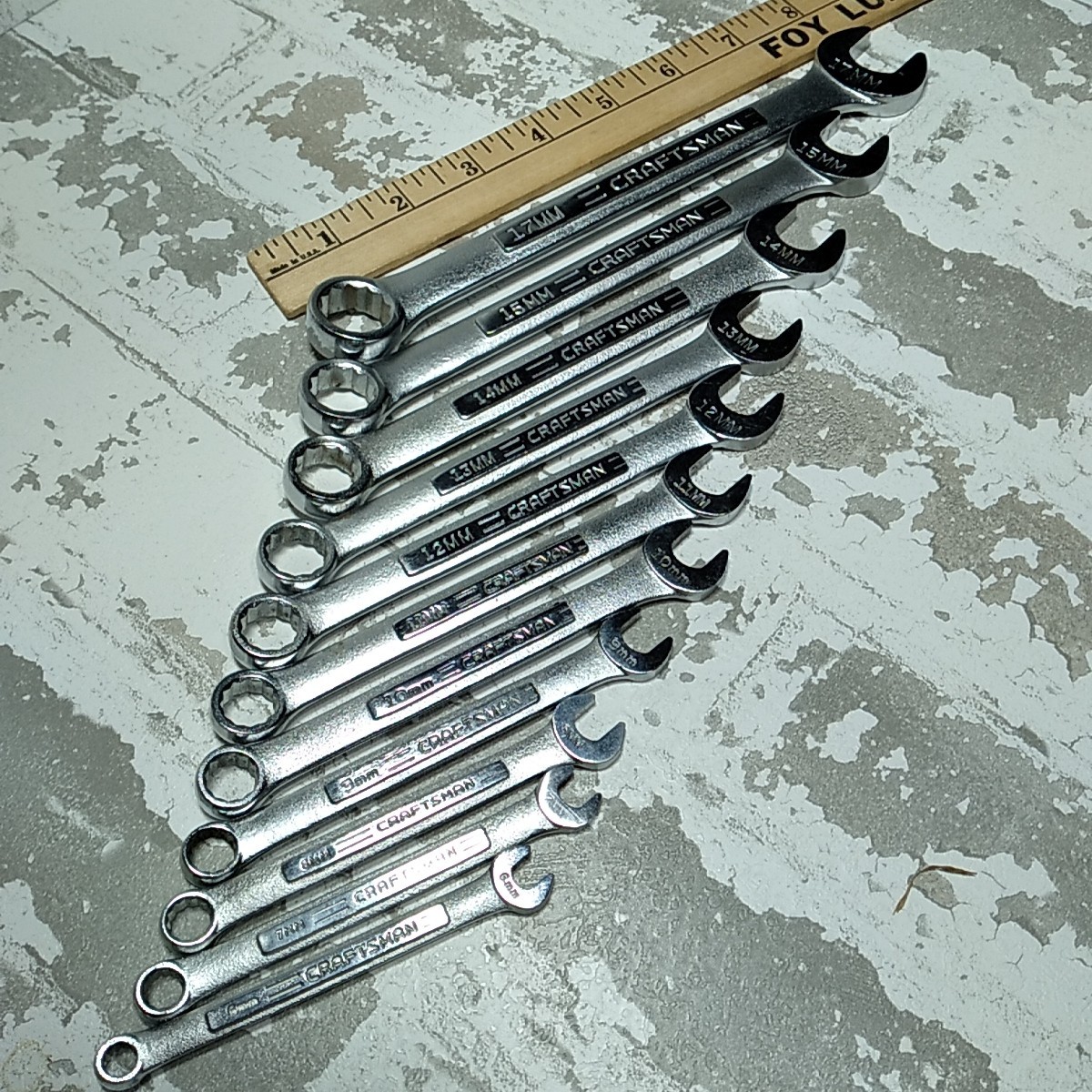 Vtg Craftsman USA VA Series 11 pcs Metric -VV- Combination Wrench Set 17-6 mm
