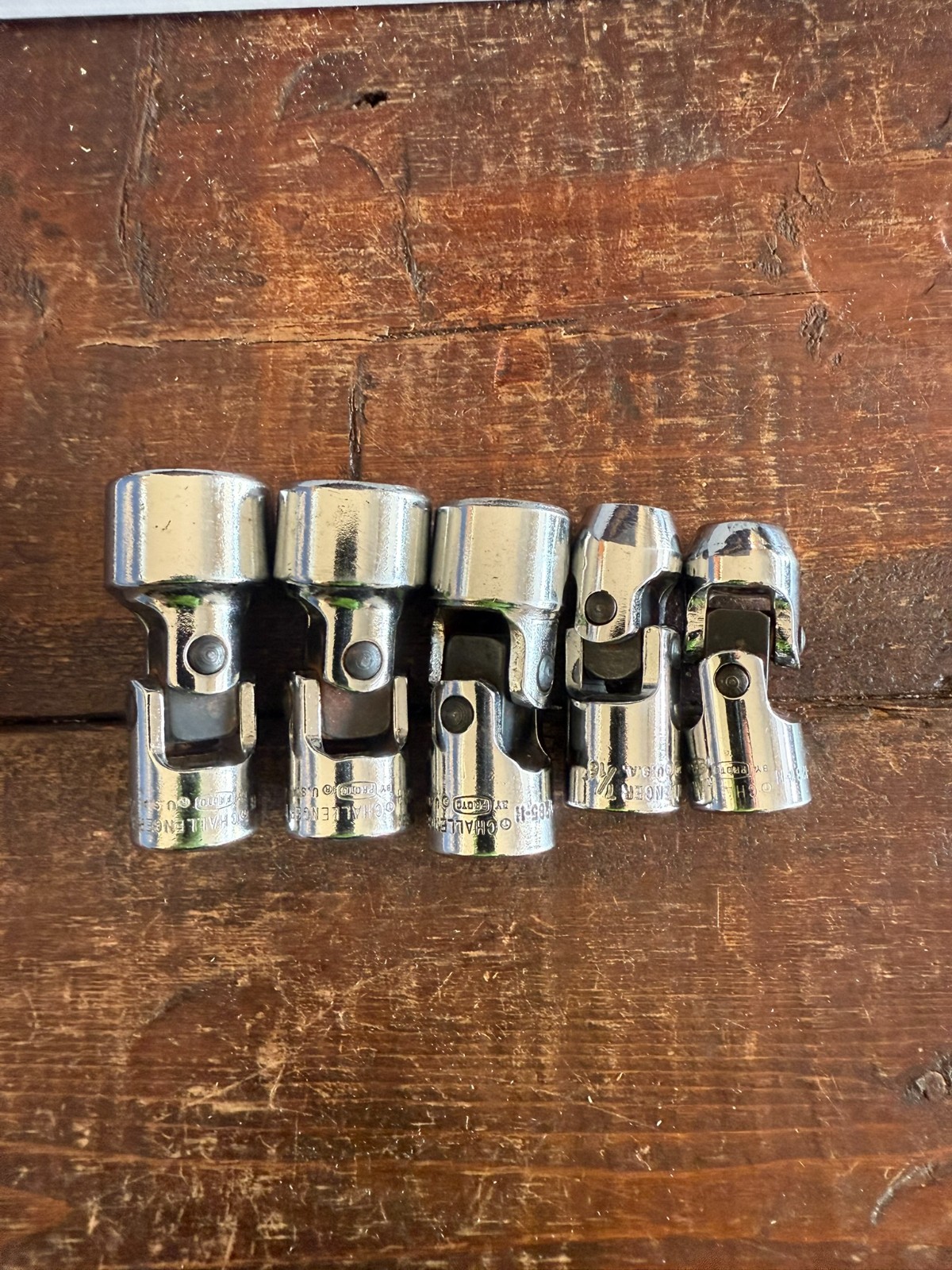 5 Vintage PROTO Challenger swivel universal joint sockets 3/8 drive 6 point USA